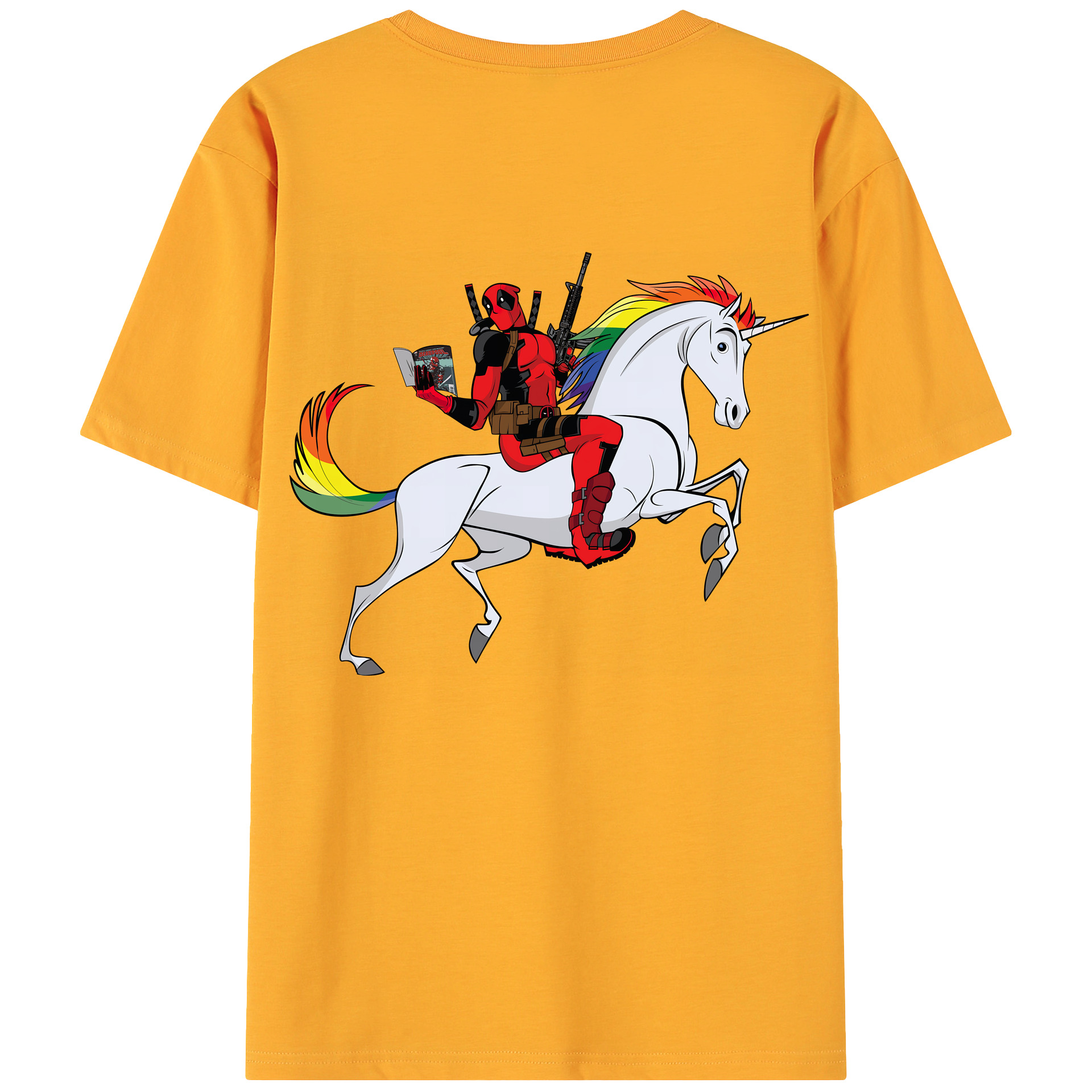 （画像用） Deadpool デッドプール 綿100％ メンズ半袖Tシャツ（バックプリント） 通気性