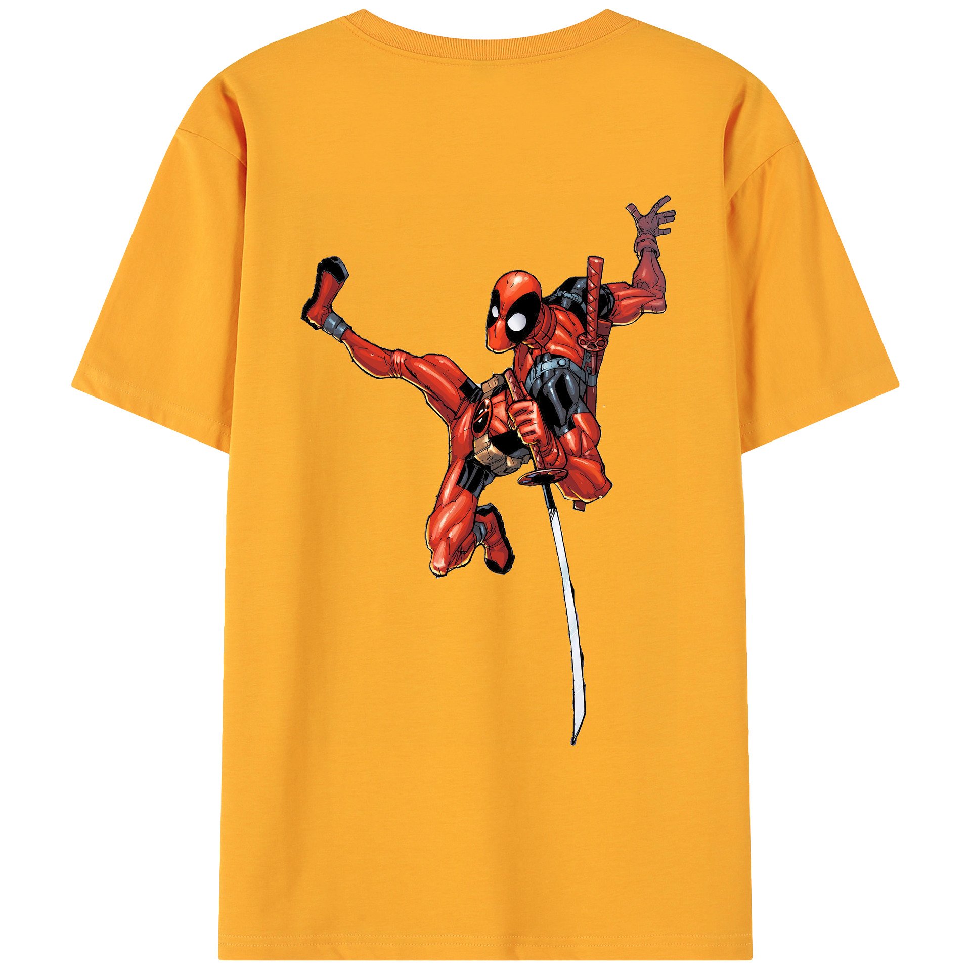 （画像用） Deadpool デッドプール 綿100％ メンズ半袖Tシャツ（バックプリント） 通気性