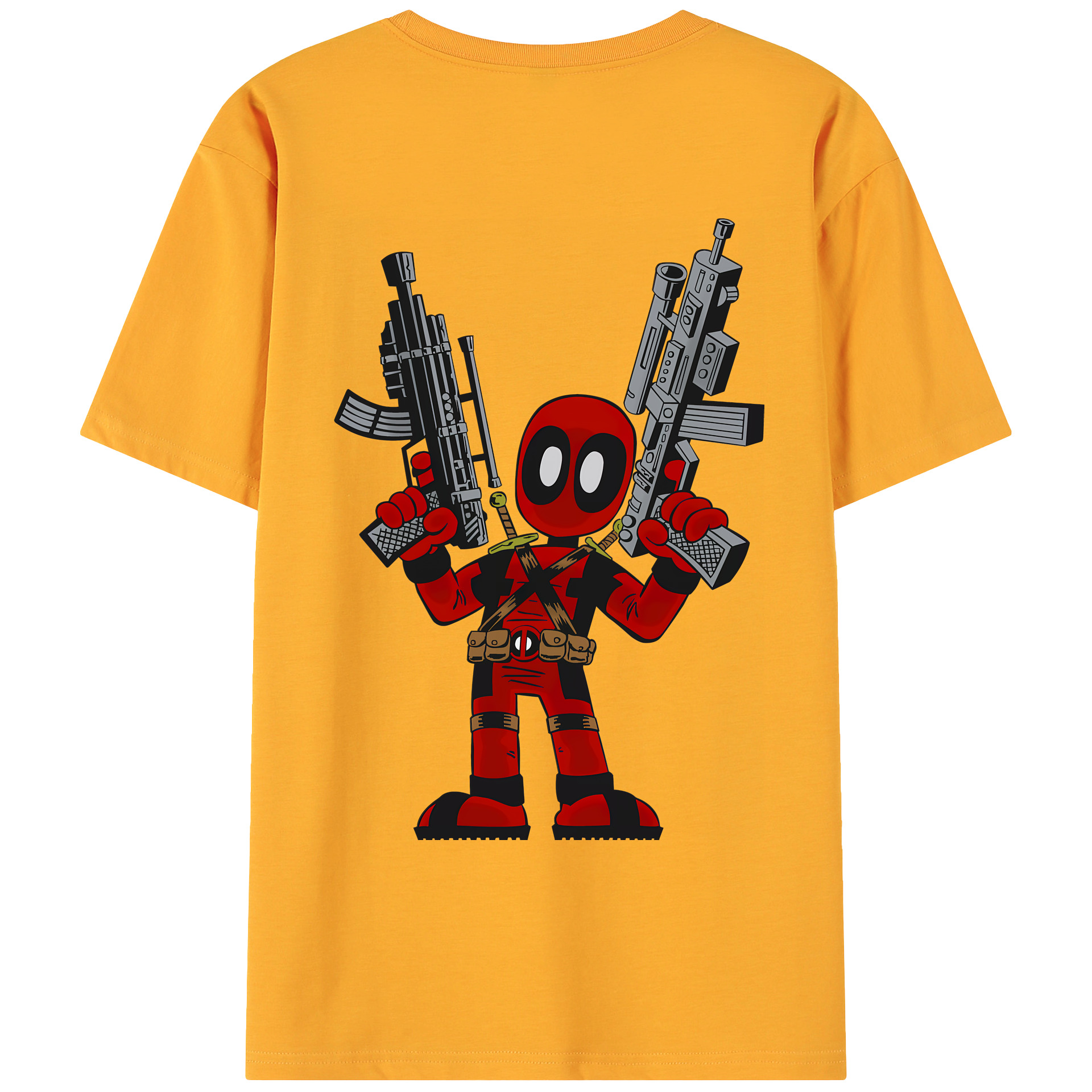 （画像用） Deadpool デッドプール 綿100％ メンズ半袖Tシャツ（バックプリント） 通気性