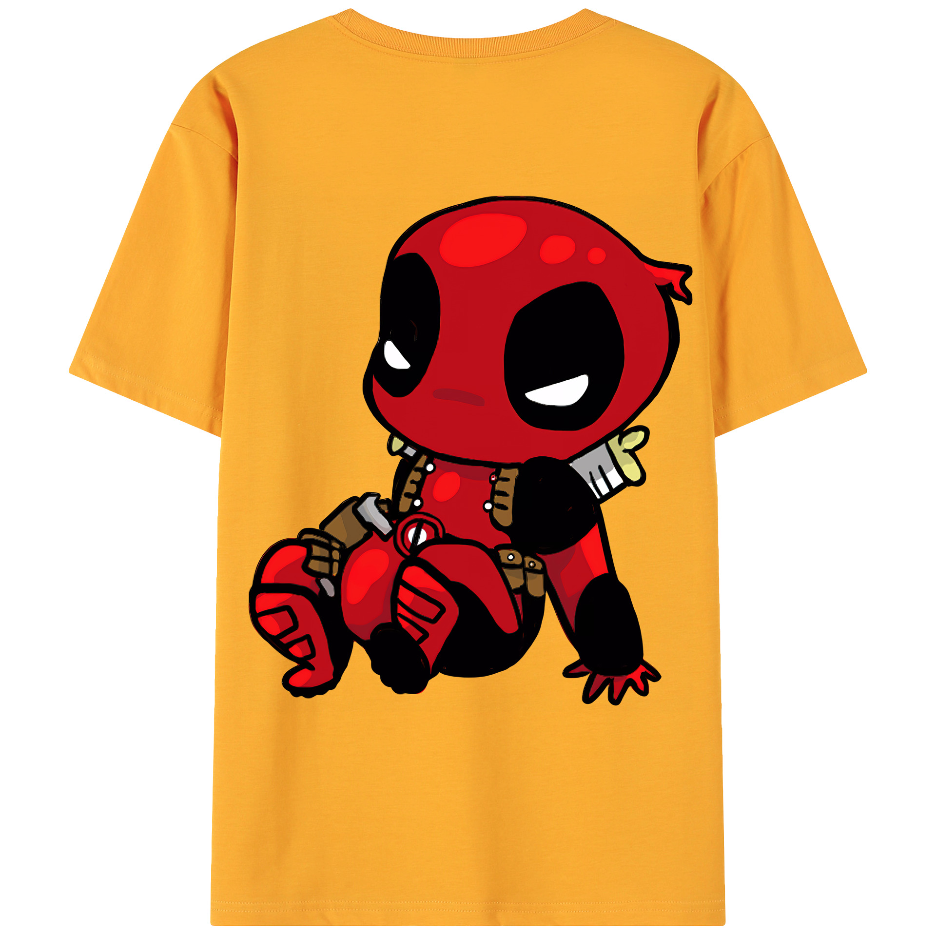 （画像用） Deadpool デッドプール 綿100％ メンズ半袖Tシャツ（バックプリント） 通気性