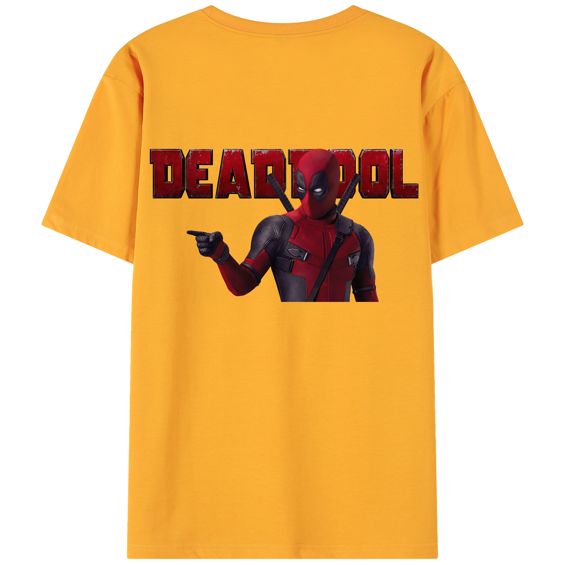（画像用） Deadpool デッドプール 綿100％ メンズ半袖Tシャツ（バックプリント） 通気性