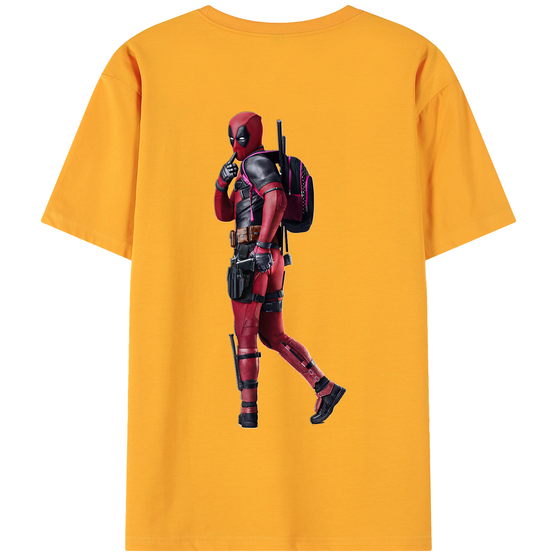 （画像用） Deadpool デッドプール 綿100％ メンズ半袖Tシャツ（バックプリント） 通気性