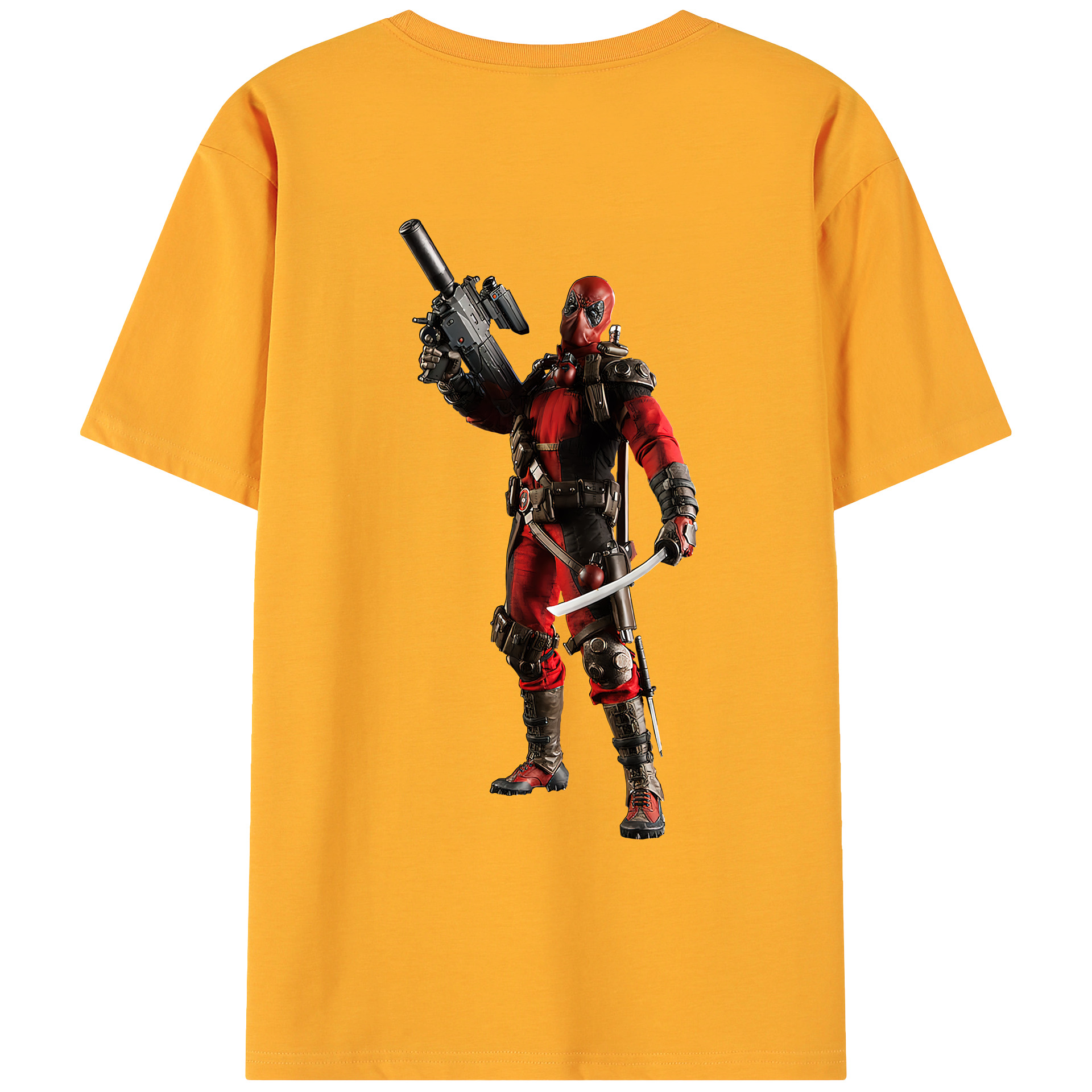 （画像用） Deadpool デッドプール 綿100％ メンズ半袖Tシャツ（バックプリント） 通気性