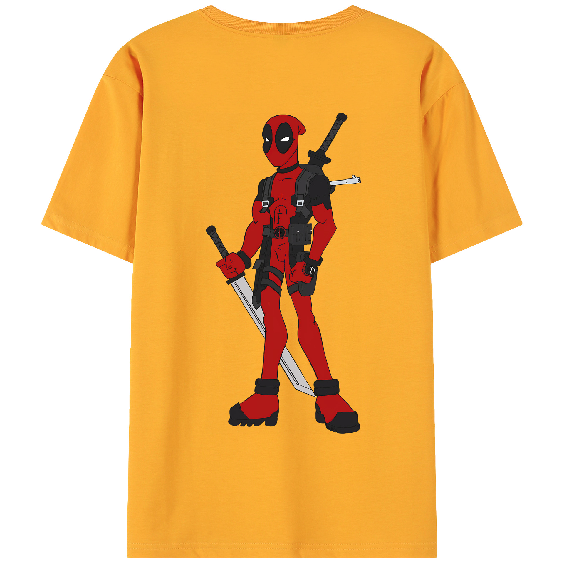 （画像用） Deadpool デッドプール 綿100％ メンズ半袖Tシャツ（バックプリント） 通気性