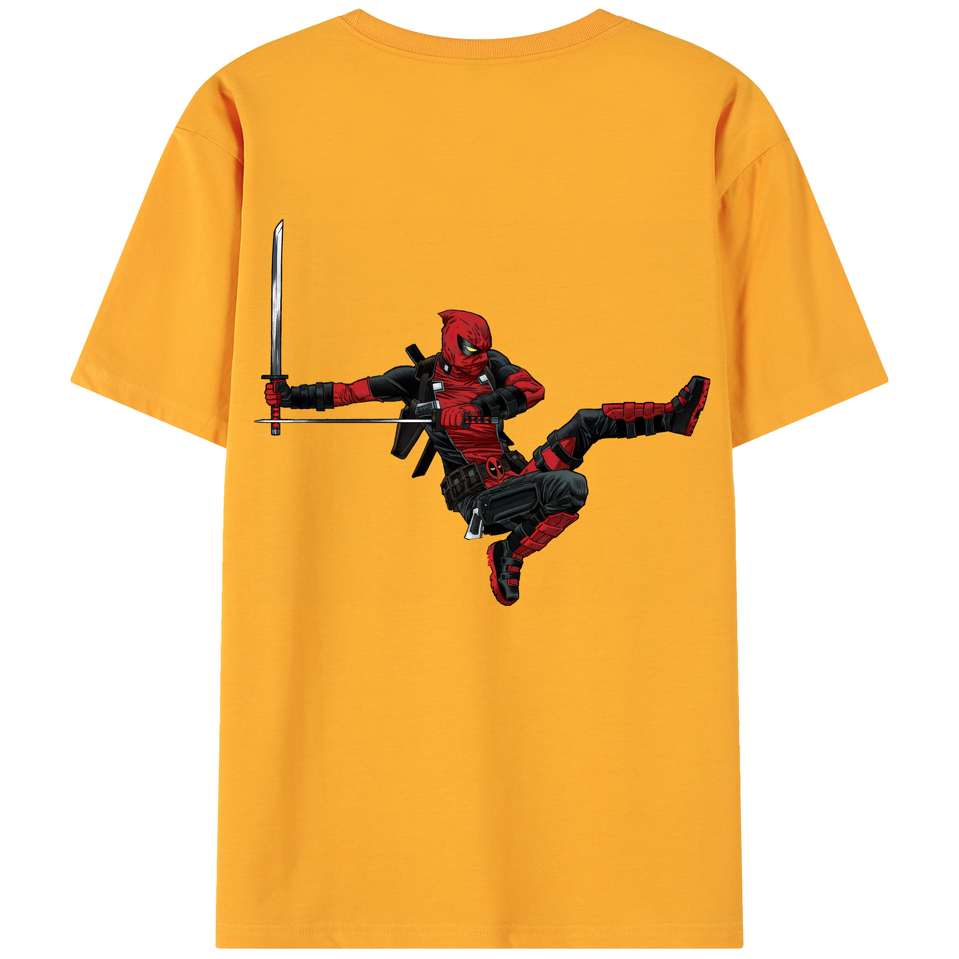 （画像用） Deadpool デッドプール 綿100％ メンズ半袖Tシャツ（バックプリント） 通気性