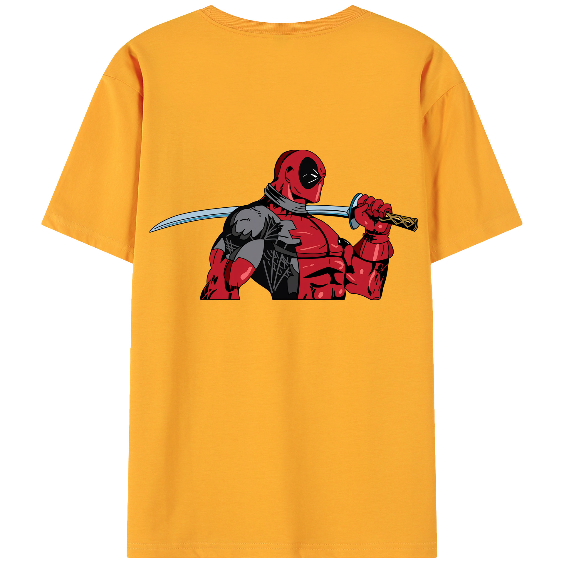 （画像用） Deadpool デッドプール 綿100％ メンズ半袖Tシャツ（バックプリント） 通気性
