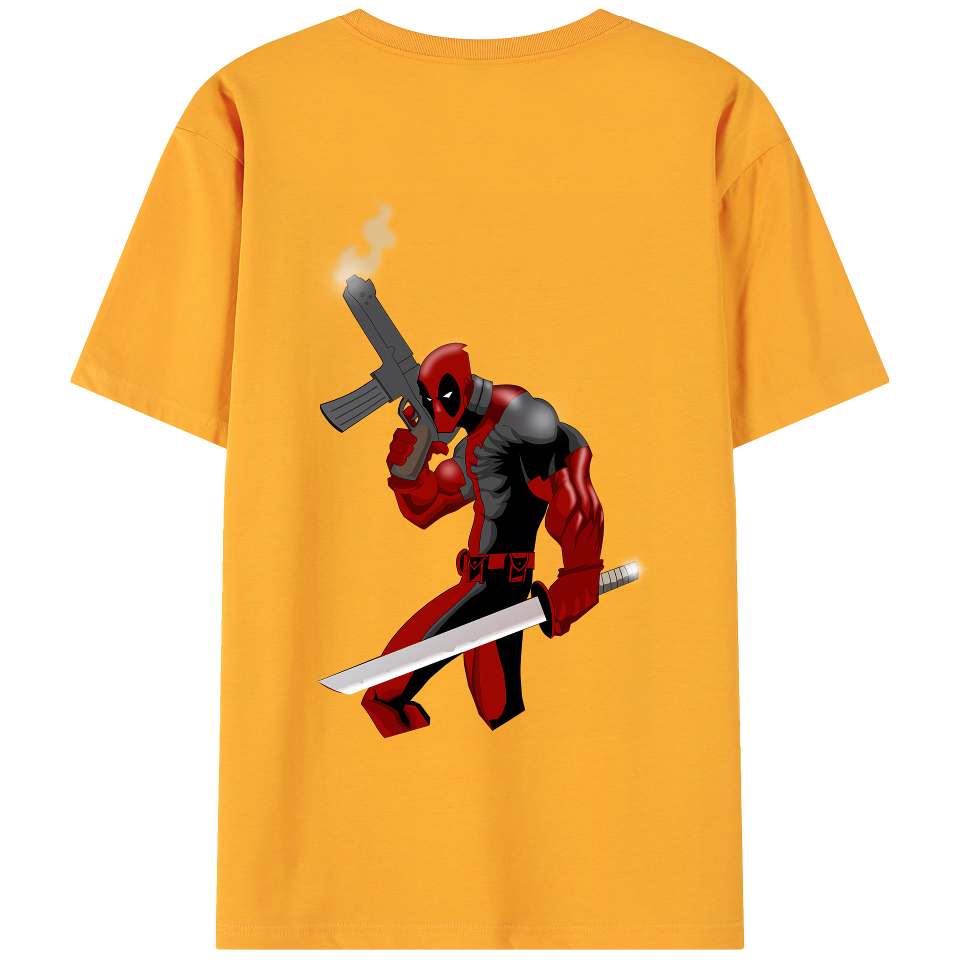 （画像用） Deadpool デッドプール 綿100％ メンズ半袖Tシャツ（バックプリント） 通気性