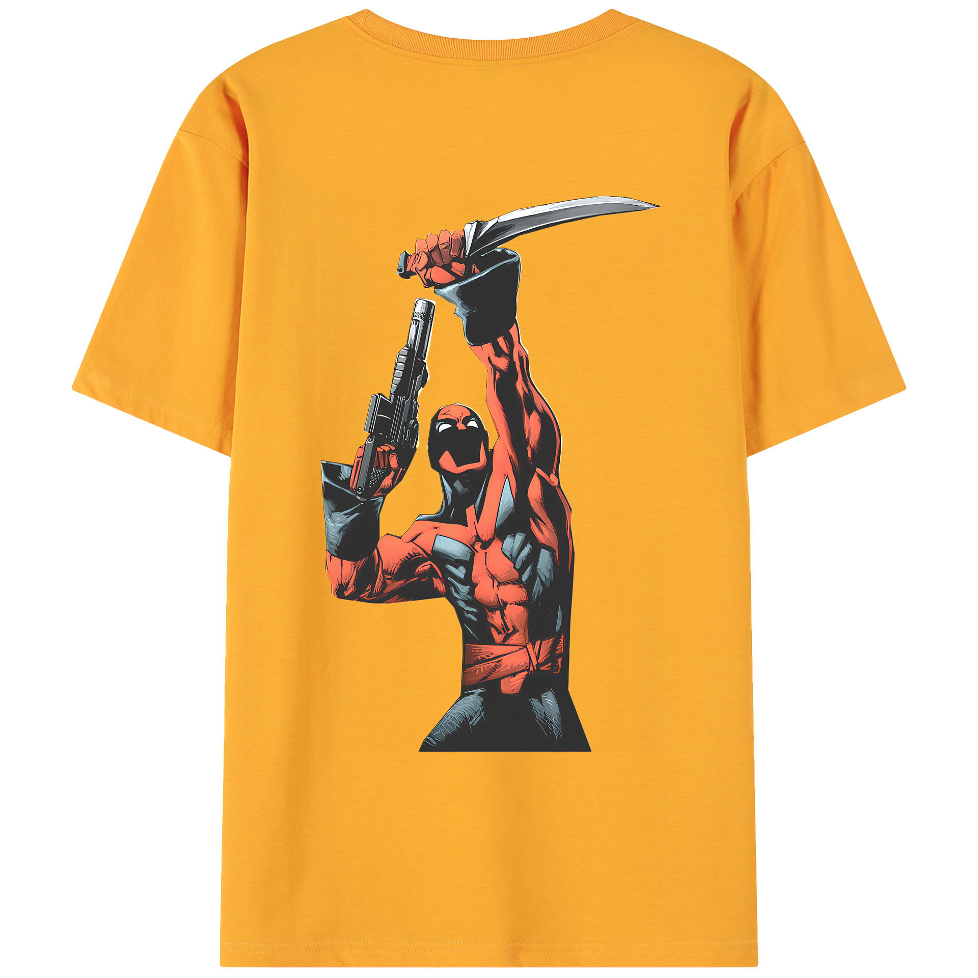 （画像用） Deadpool デッドプール 綿100％ メンズ半袖Tシャツ（バックプリント） 通気性