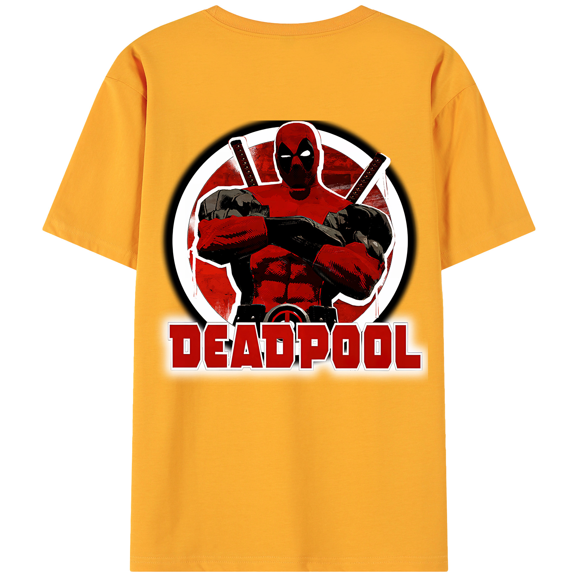 （画像用） Deadpool デッドプール 綿100％ メンズ半袖Tシャツ（バックプリント） 通気性
