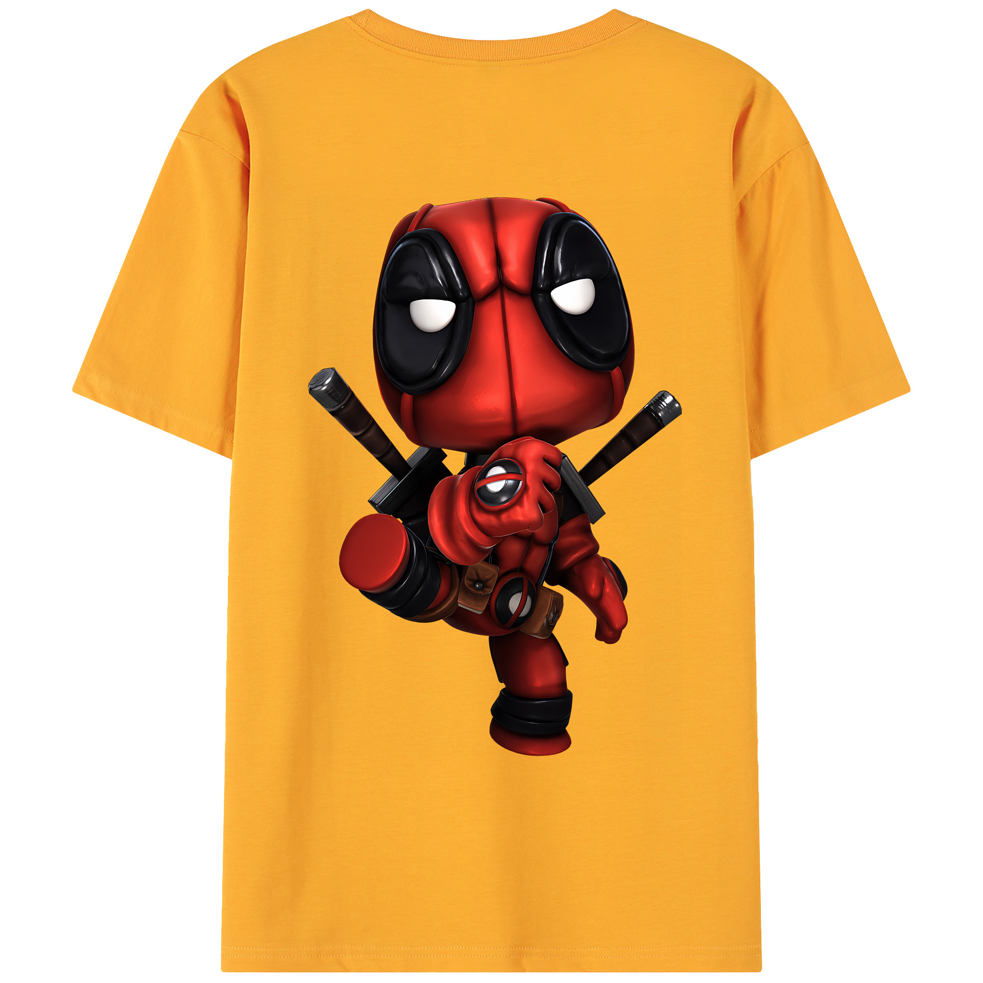 （画像用） Deadpool デッドプール 綿100％ メンズ半袖Tシャツ（バックプリント） 通気性