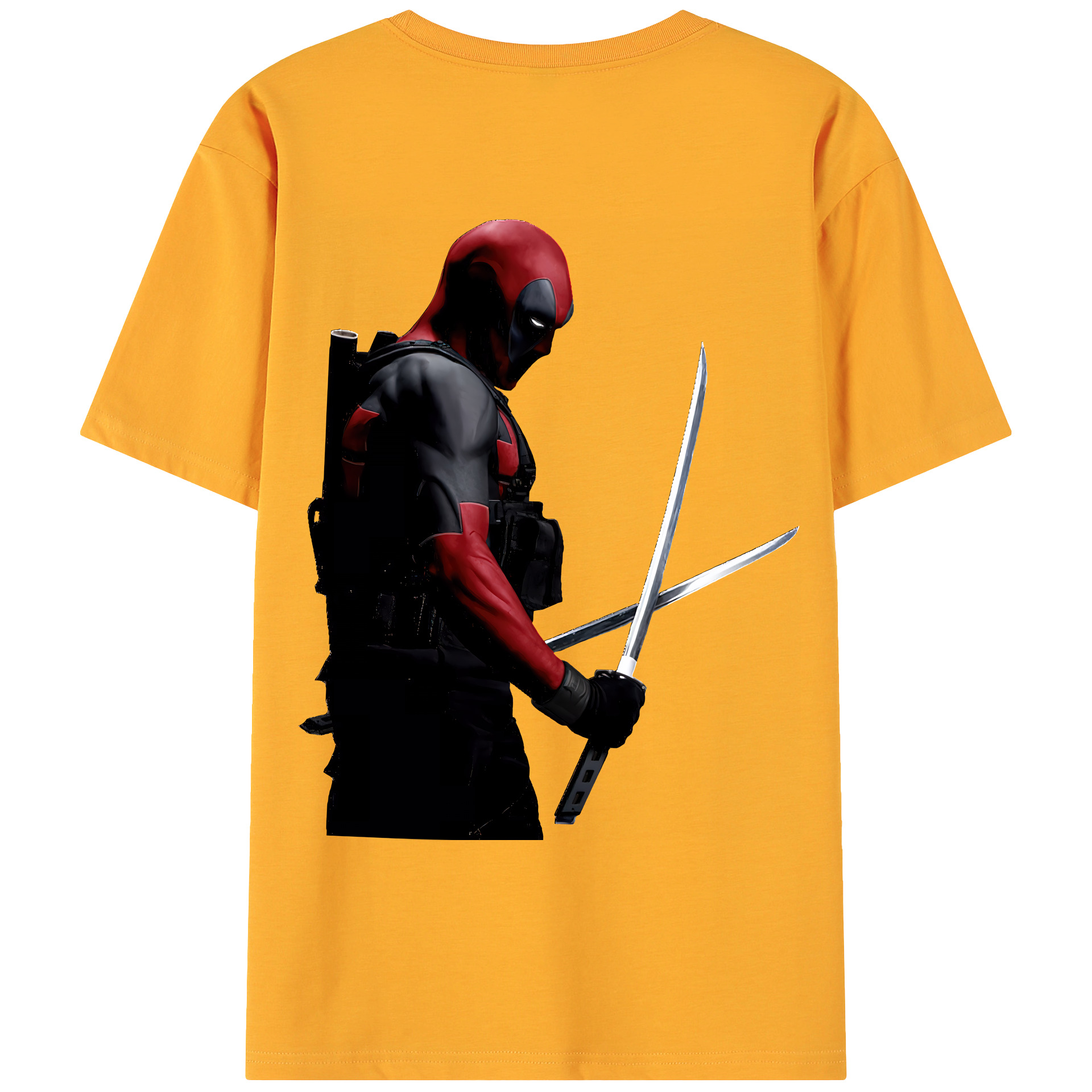 （画像用） Deadpool デッドプール 綿100％ メンズ半袖Tシャツ（バックプリント） 通気性