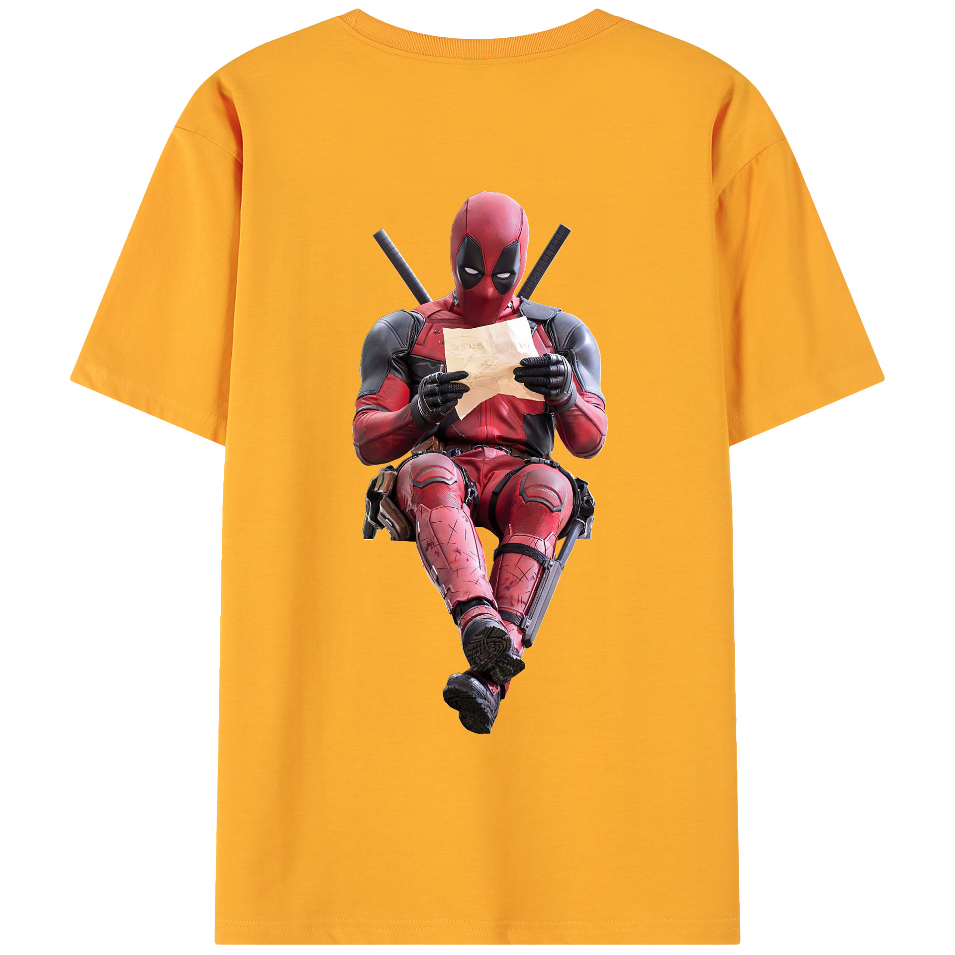 （画像用） Deadpool デッドプール 綿100％ メンズ半袖Tシャツ（バックプリント） 通気性