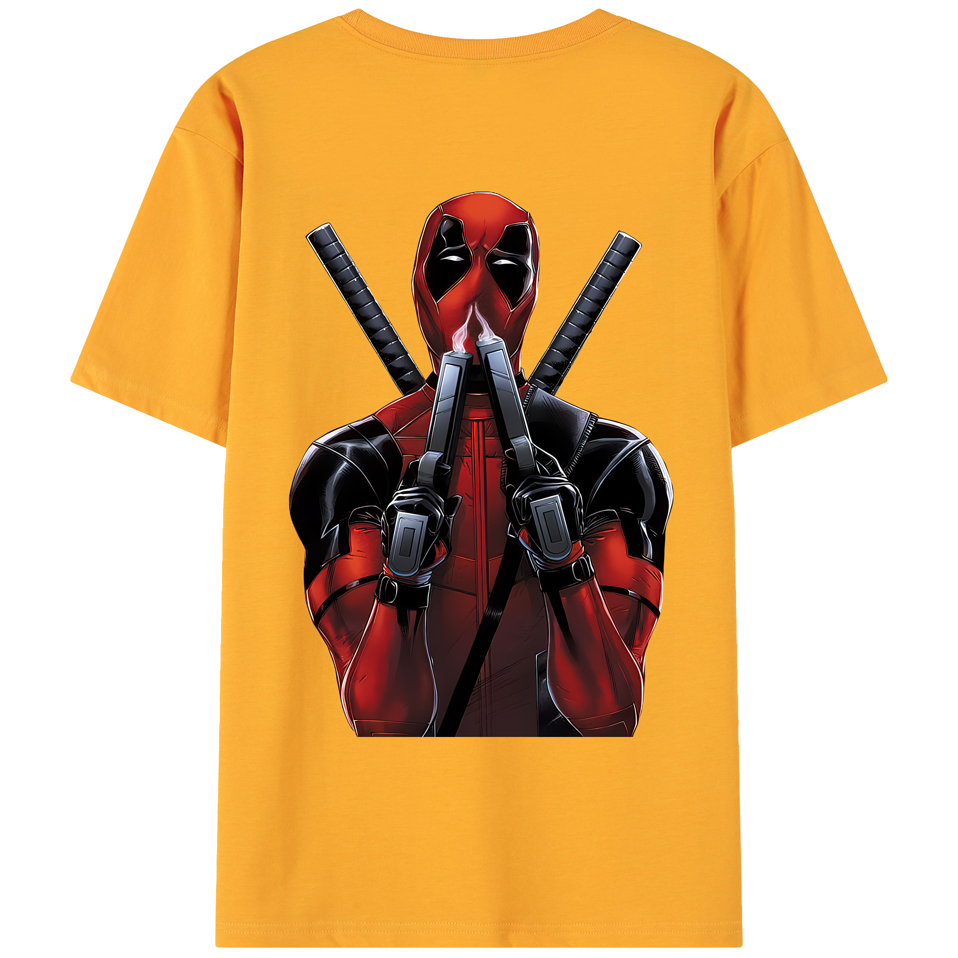 （画像用） Deadpool デッドプール 綿100％ メンズ半袖Tシャツ（バックプリント） 通気性