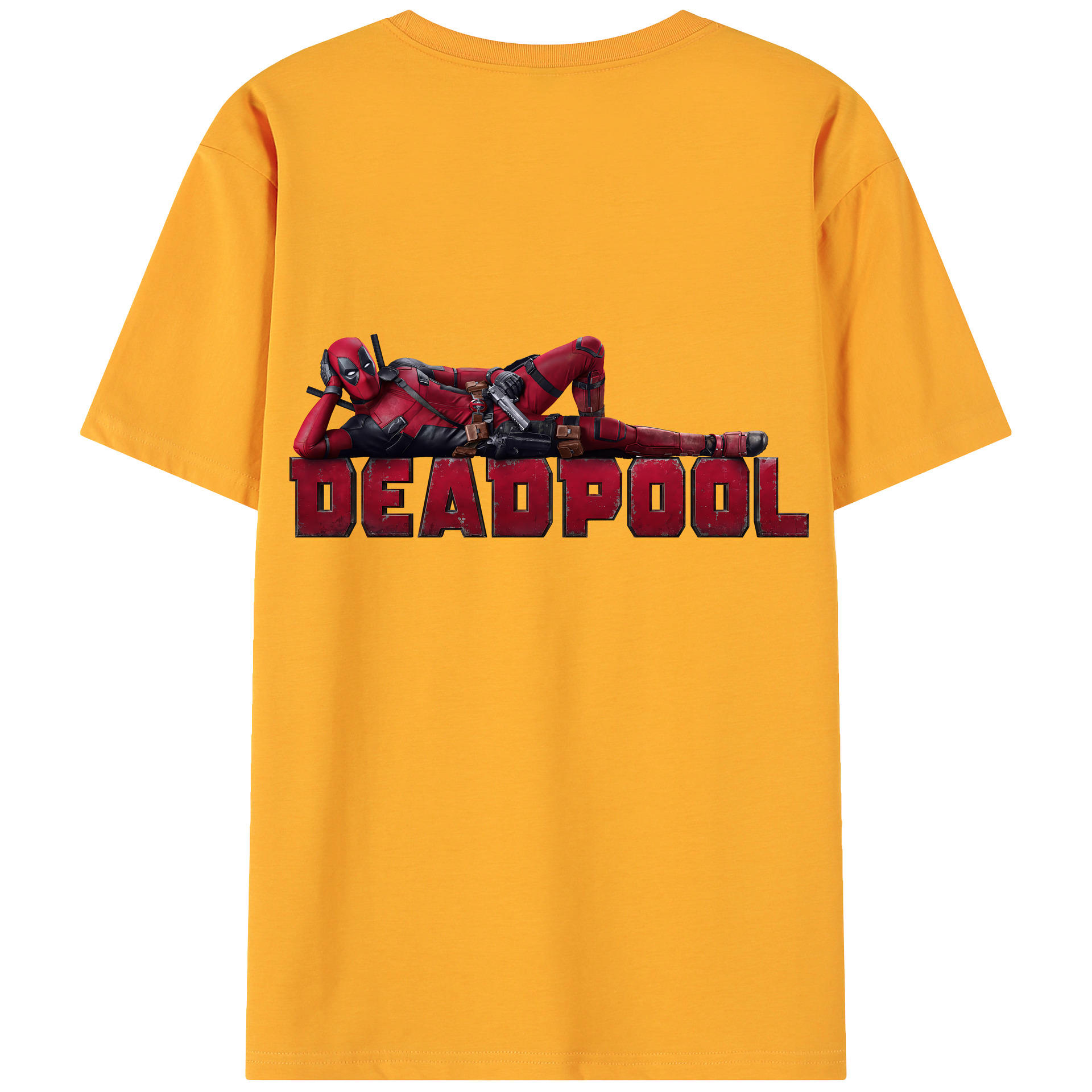 （画像用） Deadpool デッドプール 綿100％ メンズ半袖Tシャツ（バックプリント） 通気性