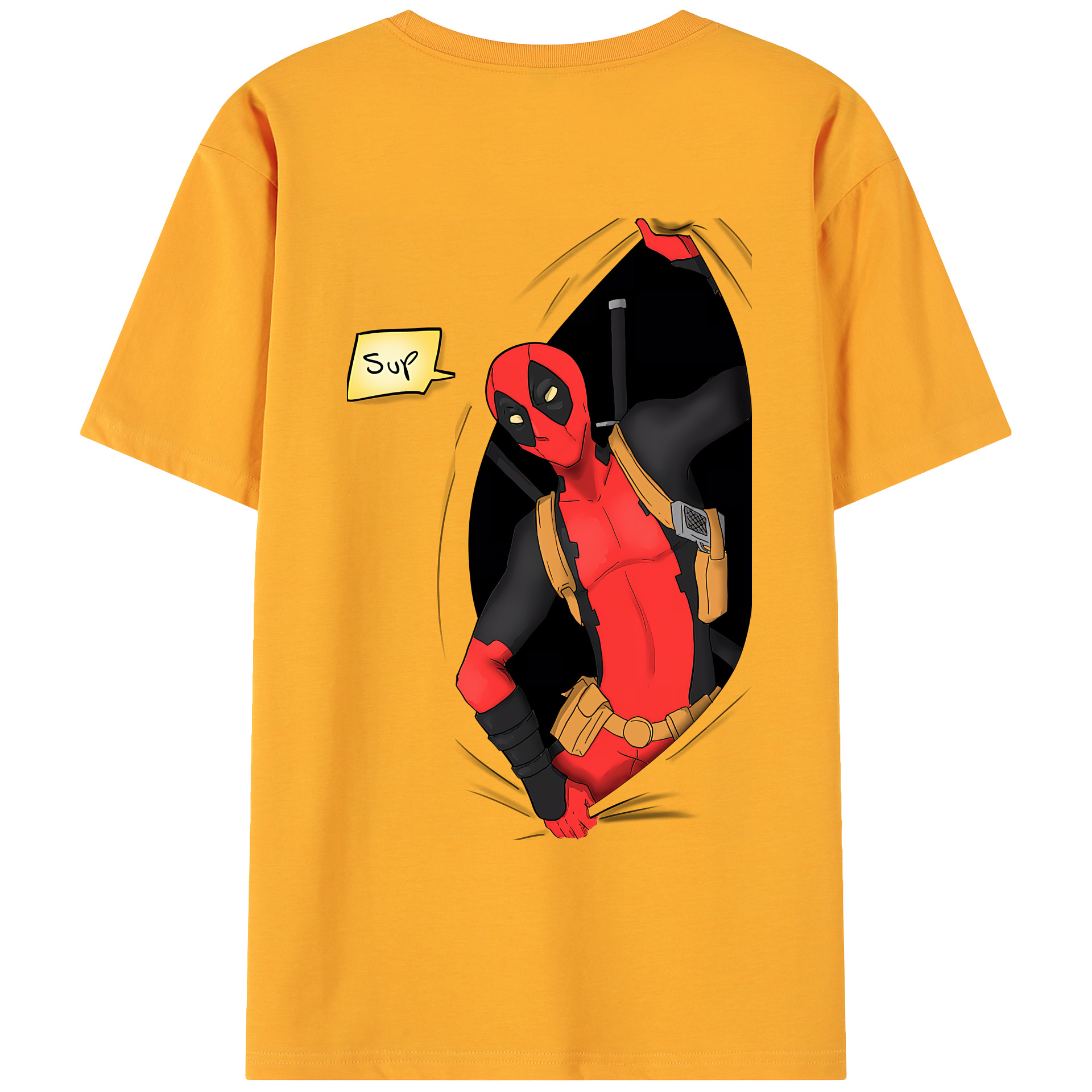 （画像用） Deadpool デッドプール 綿100％ メンズ半袖Tシャツ（バックプリント） 通気性