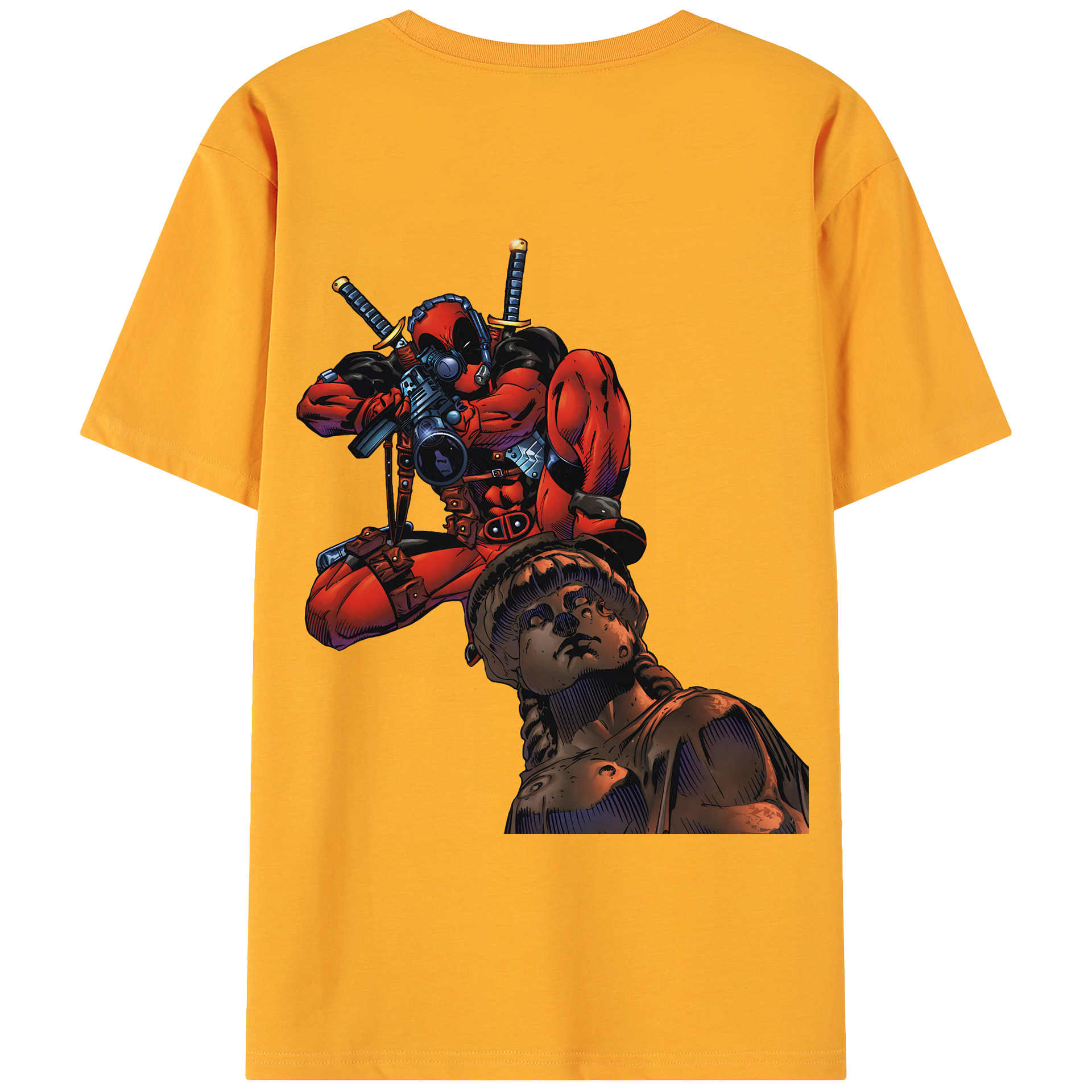 （画像用） Deadpool デッドプール 綿100％ メンズ半袖Tシャツ（バックプリント） 通気性