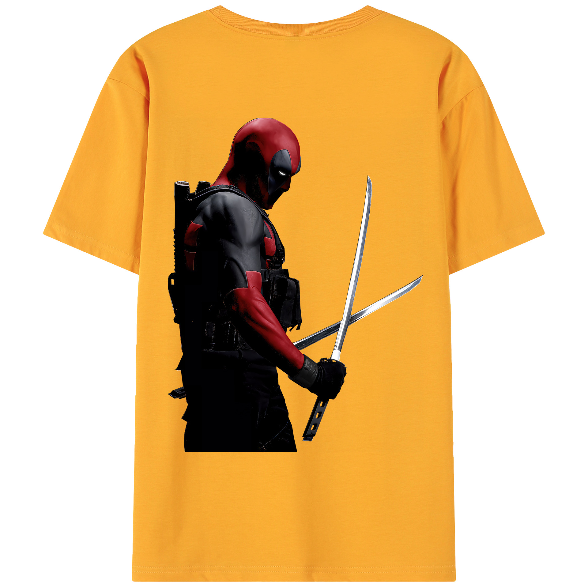 （画像用） Deadpool デッドプール 綿100％ メンズ半袖Tシャツ（バックプリント） 通気性