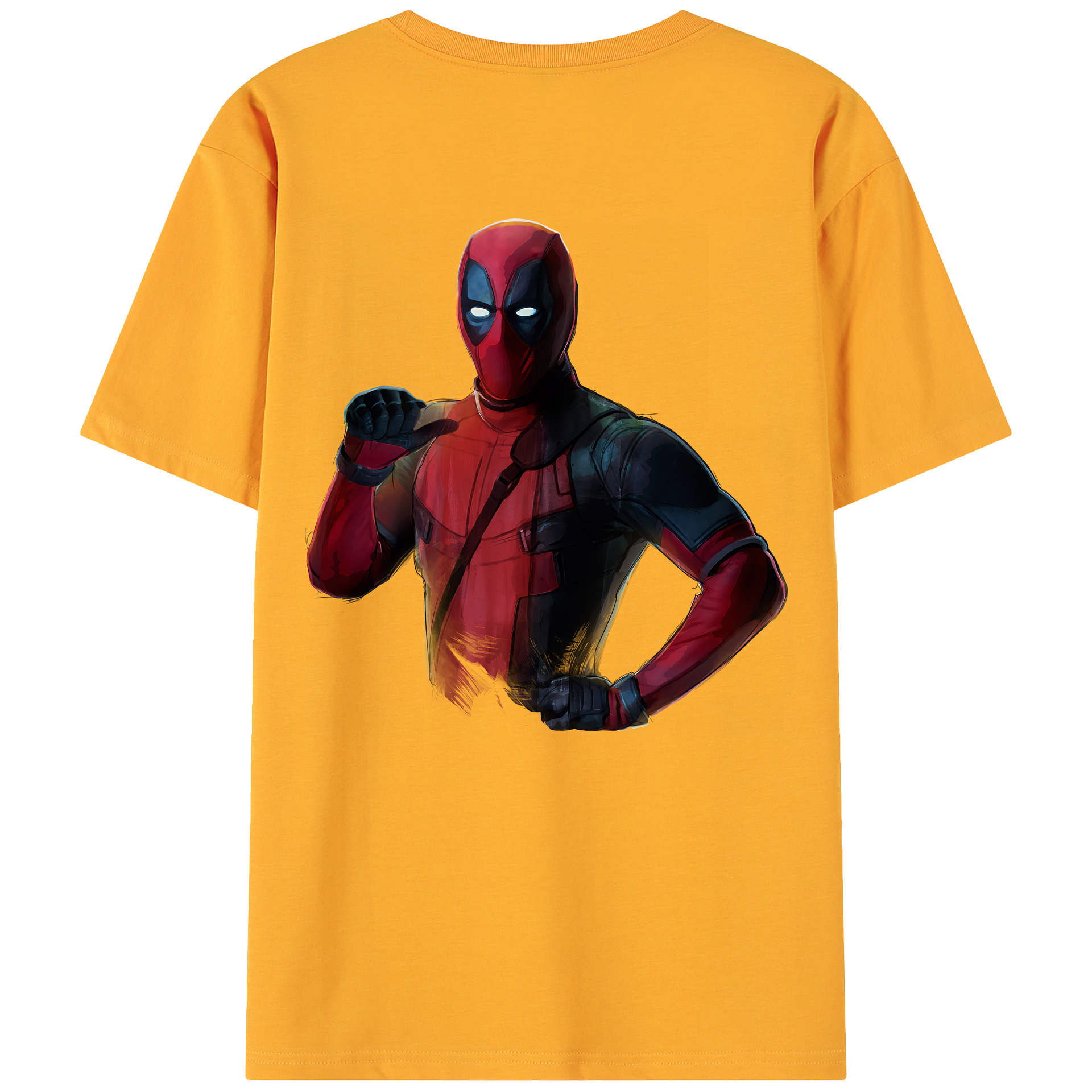 （画像用） Deadpool デッドプール 綿100％ メンズ半袖Tシャツ（バックプリント） 通気性