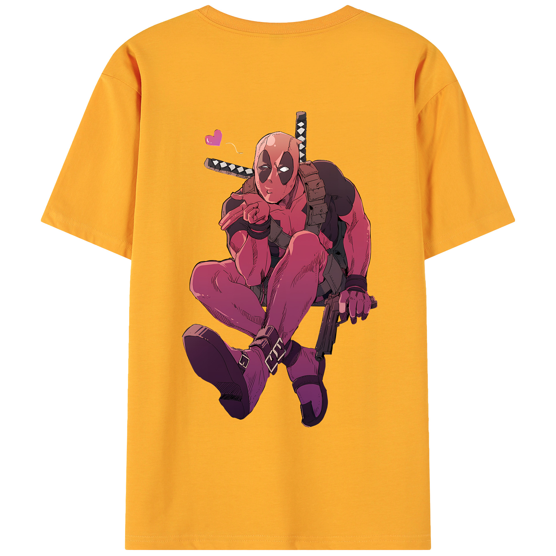 （画像用） Deadpool デッドプール 綿100％ メンズ半袖Tシャツ（バックプリント） 通気性