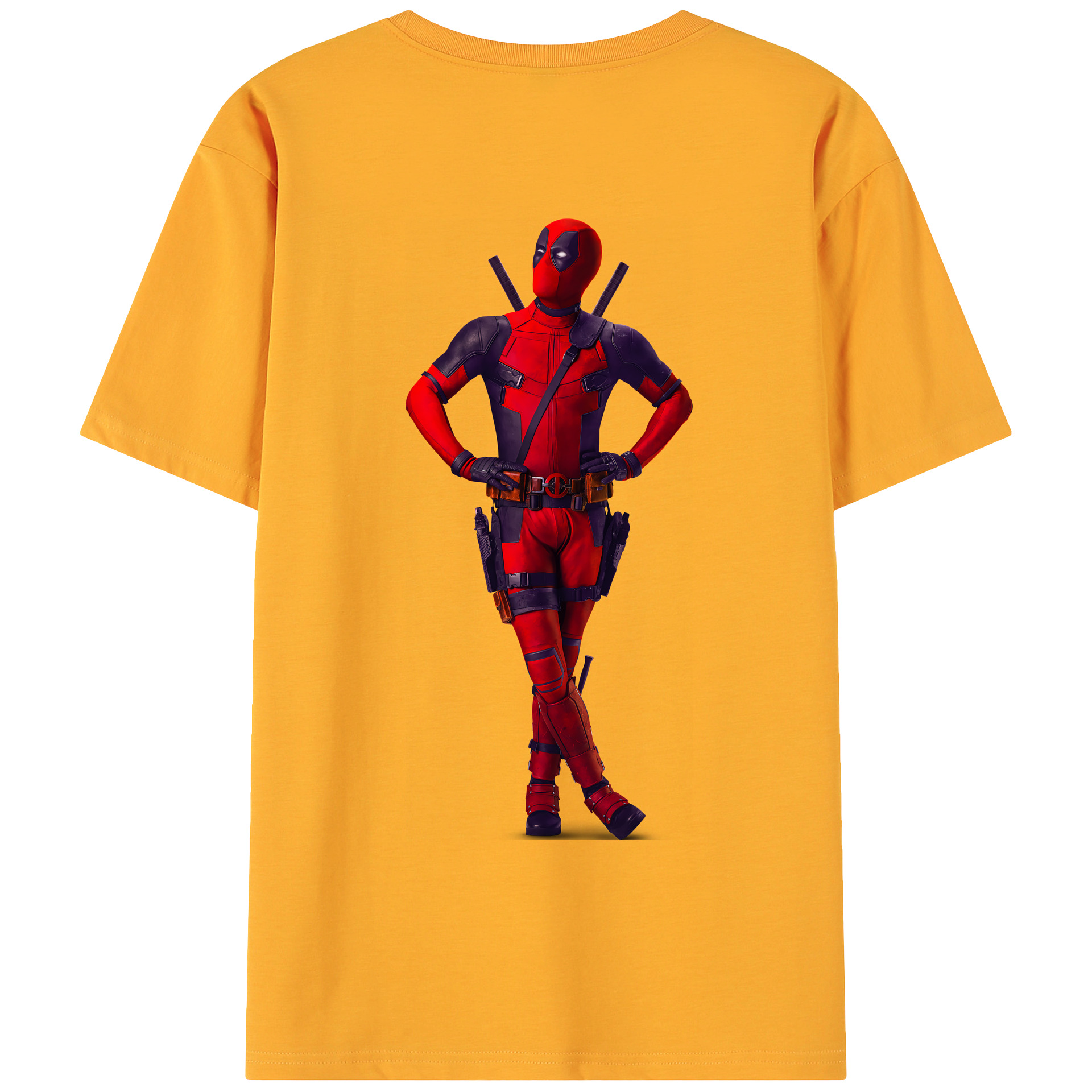 （画像用） Deadpool デッドプール 綿100％ メンズ半袖Tシャツ（バックプリント） 通気性