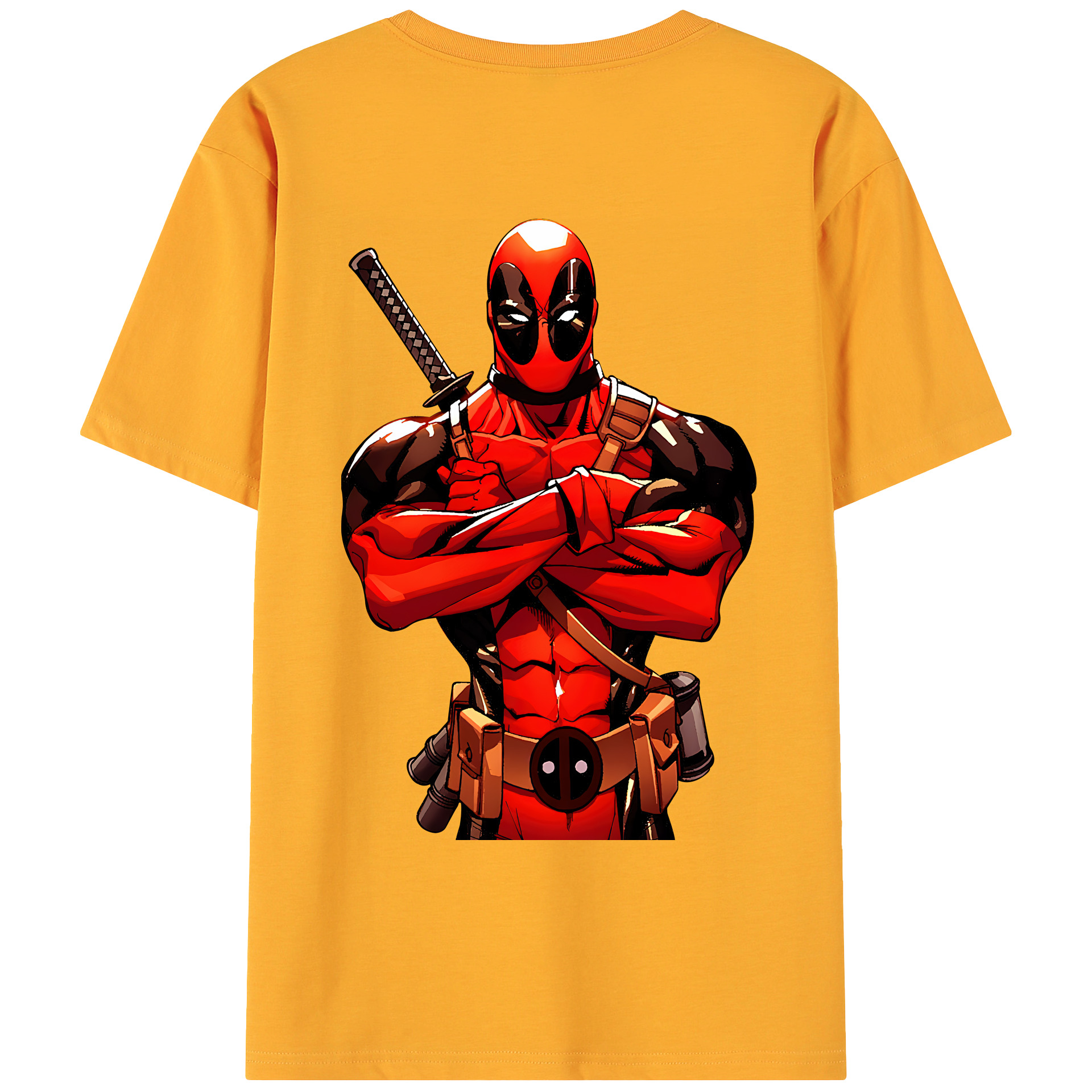 （画像用） Deadpool デッドプール 綿100％ メンズ半袖Tシャツ（バックプリント） 通気性