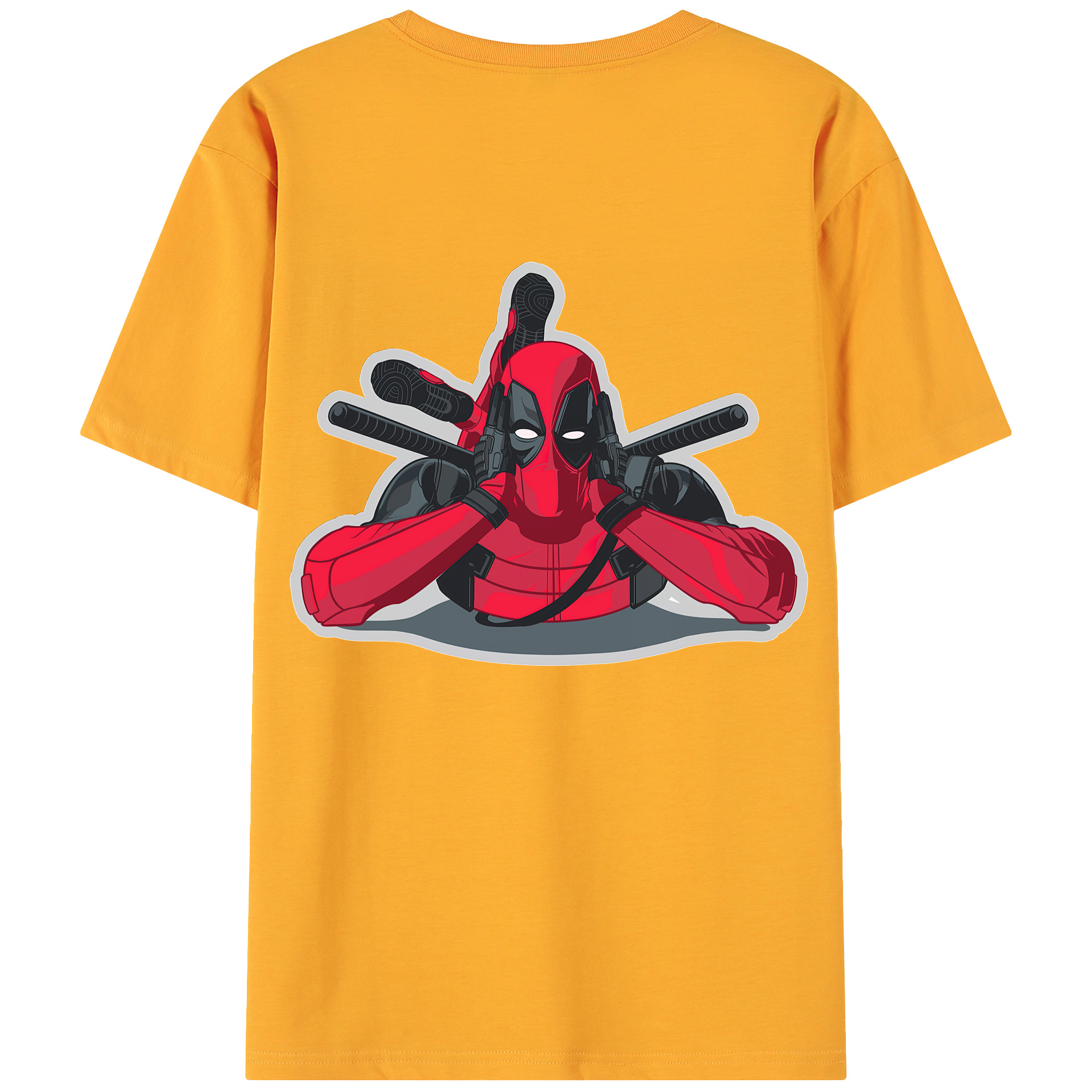 （画像用） Deadpool デッドプール 綿100％ メンズ半袖Tシャツ（バックプリント） 通気性