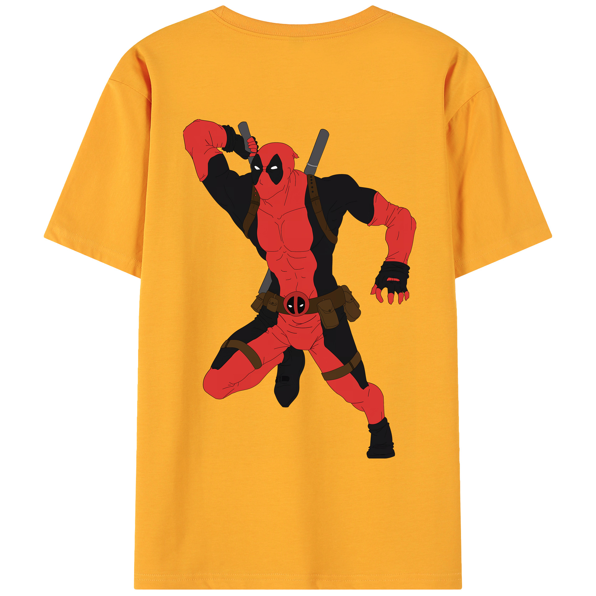 （画像用） Deadpool デッドプール 綿100％ メンズ半袖Tシャツ（バックプリント） 通気性