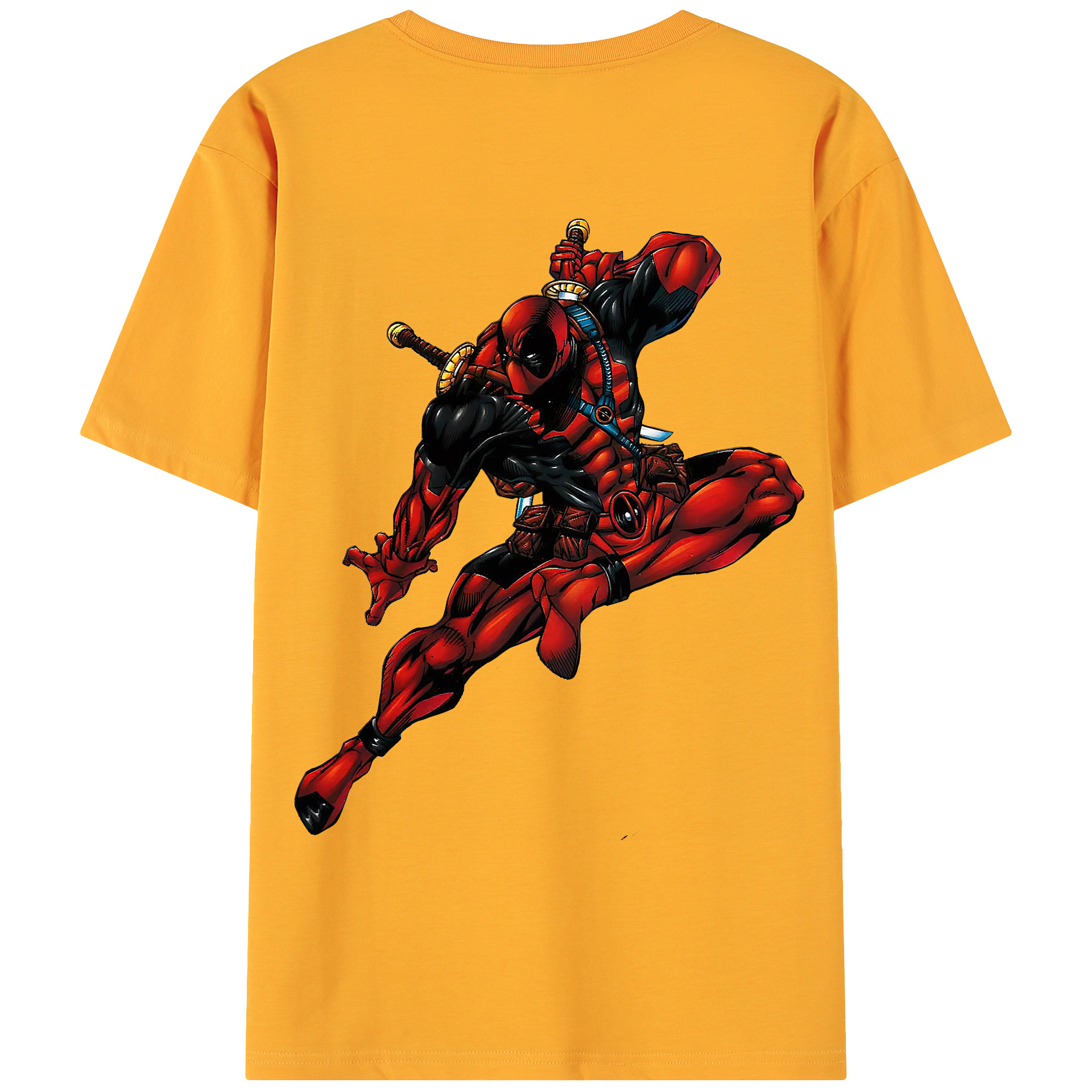 （画像用） Deadpool デッドプール 綿100％ メンズ半袖Tシャツ（バックプリント） 通気性