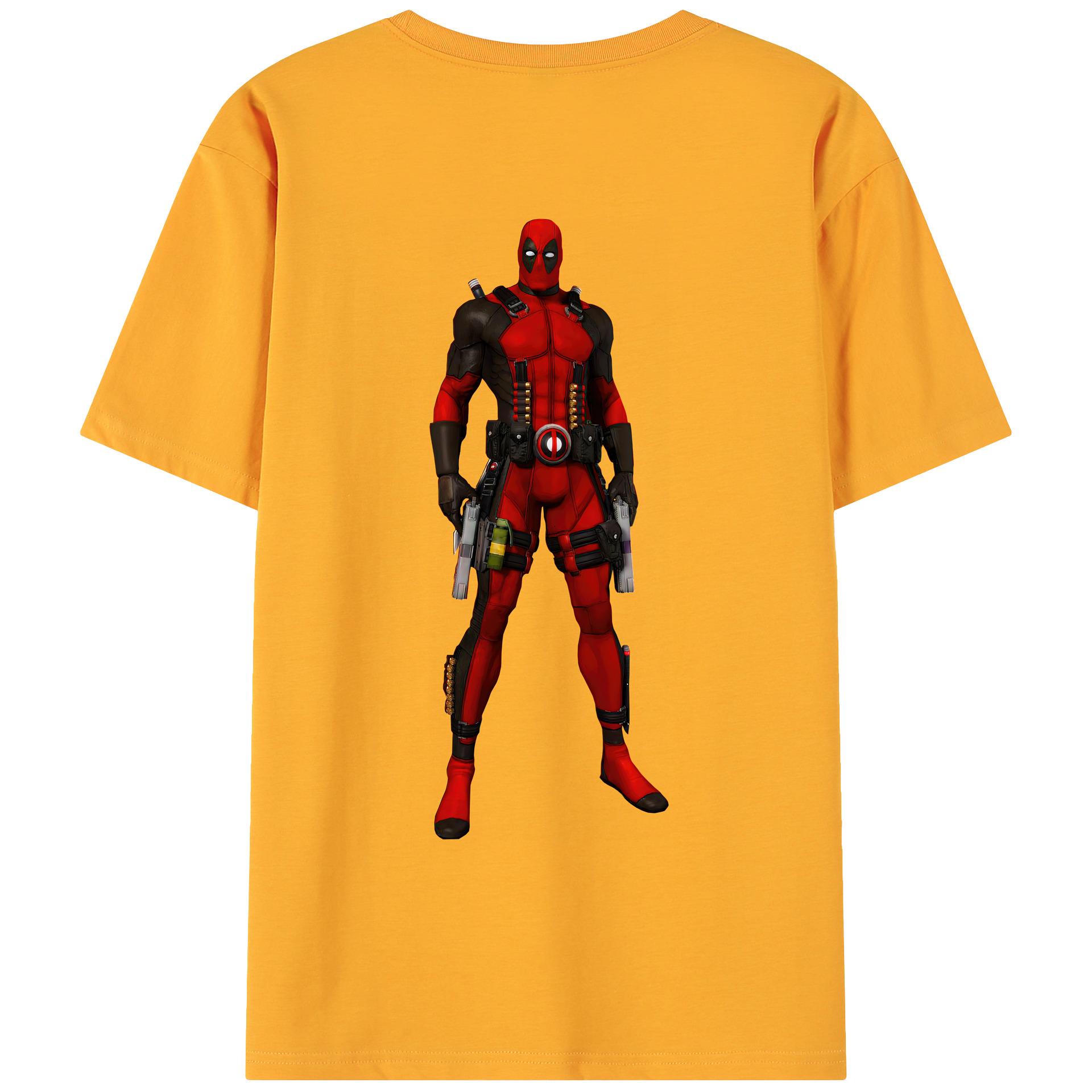 （画像用） Deadpool デッドプール 綿100％ メンズ半袖Tシャツ（バックプリント） 通気性