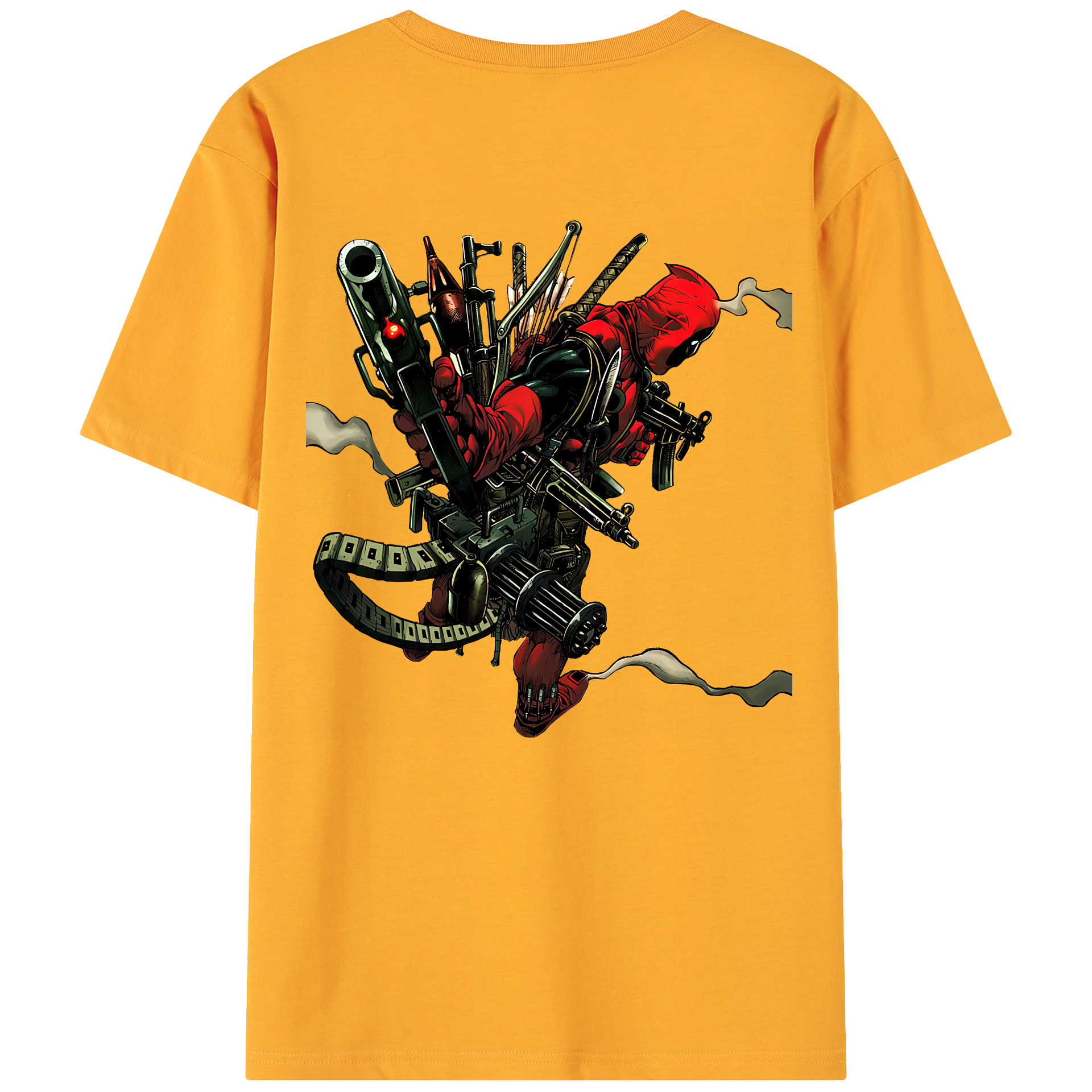 （画像用） Deadpool デッドプール 綿100％ メンズ半袖Tシャツ（バックプリント） 通気性
