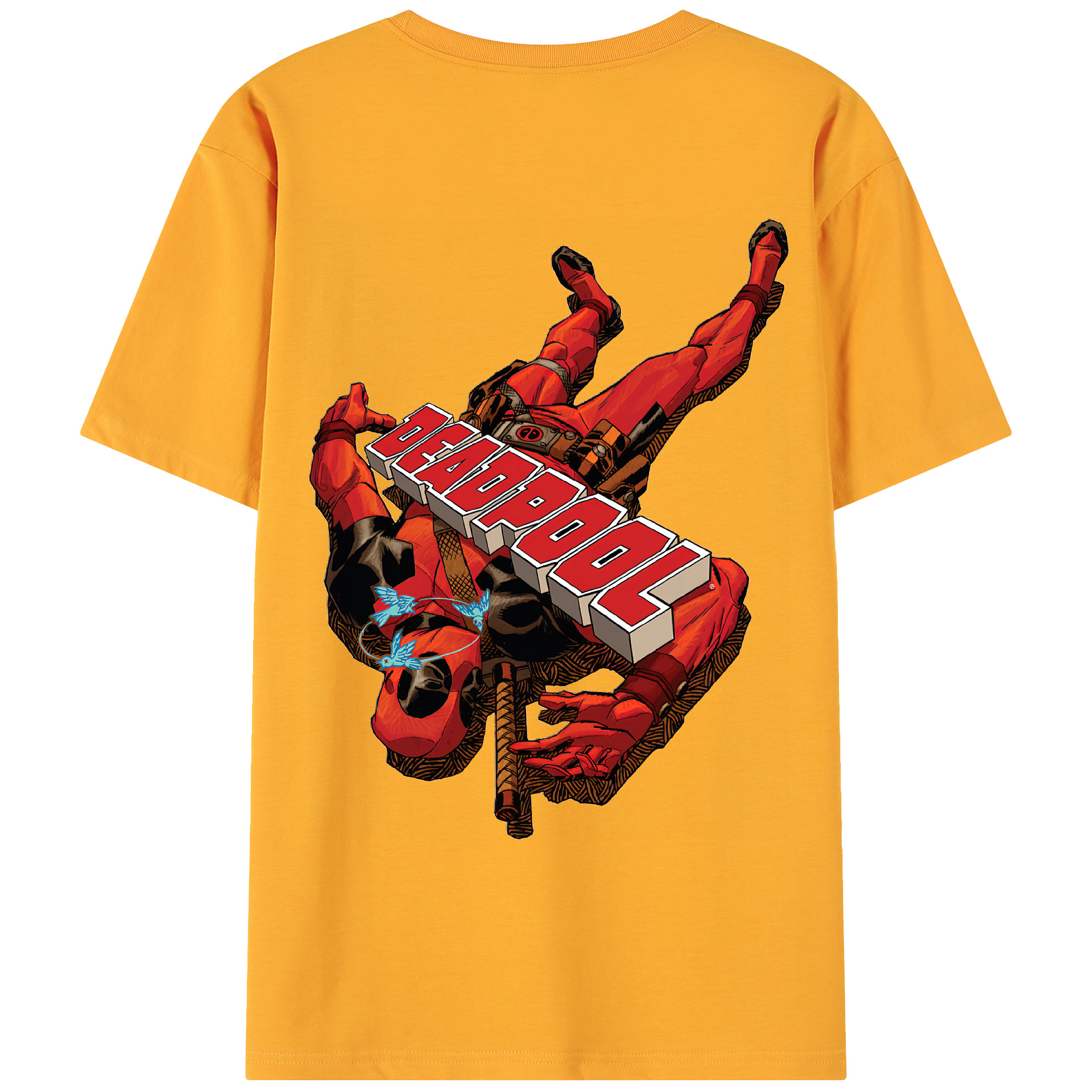 （画像用） Deadpool デッドプール 綿100％ メンズ半袖Tシャツ（バックプリント） 通気性