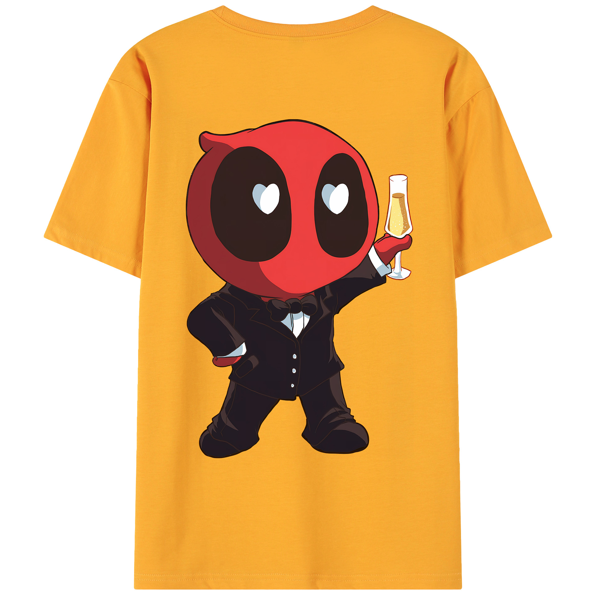 （画像用） Deadpool デッドプール 綿100％ メンズ半袖Tシャツ（バックプリント） 通気性