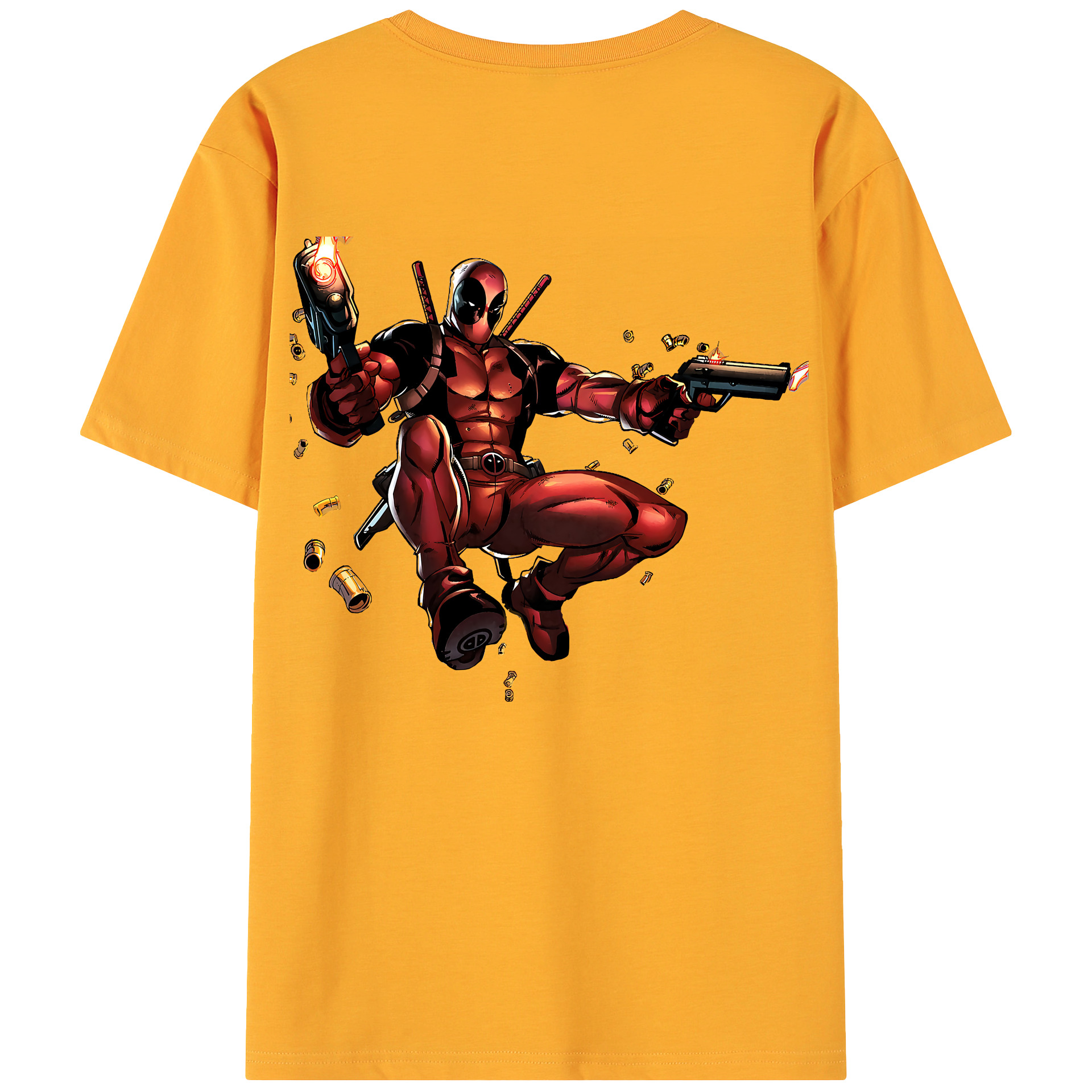 （画像用） Deadpool デッドプール 綿100％ メンズ半袖Tシャツ（バックプリント） 通気性