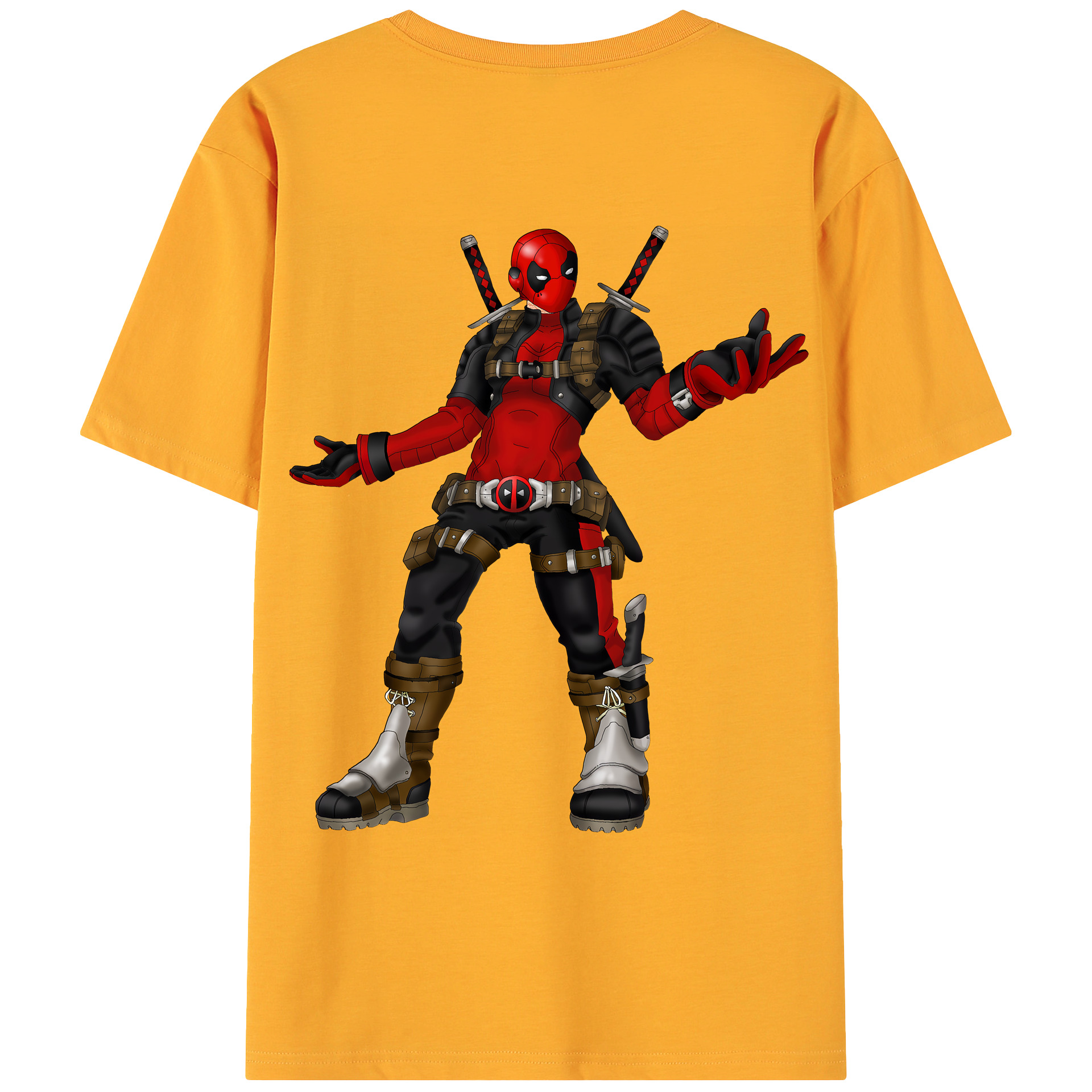 （画像用） Deadpool デッドプール 綿100％ メンズ半袖Tシャツ（バックプリント） 通気性