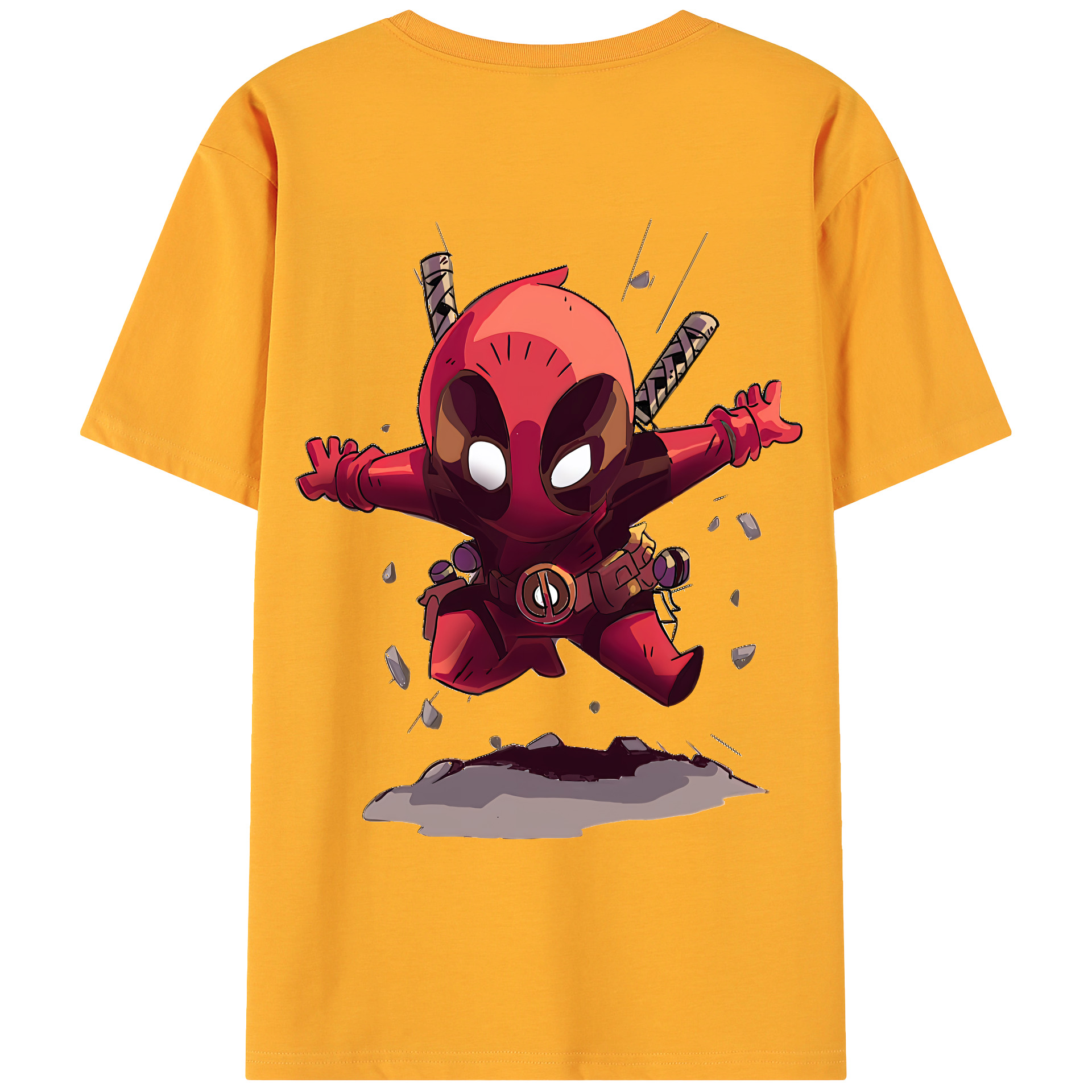 （画像用） Deadpool デッドプール 綿100％ メンズ半袖Tシャツ（バックプリント） 通気性