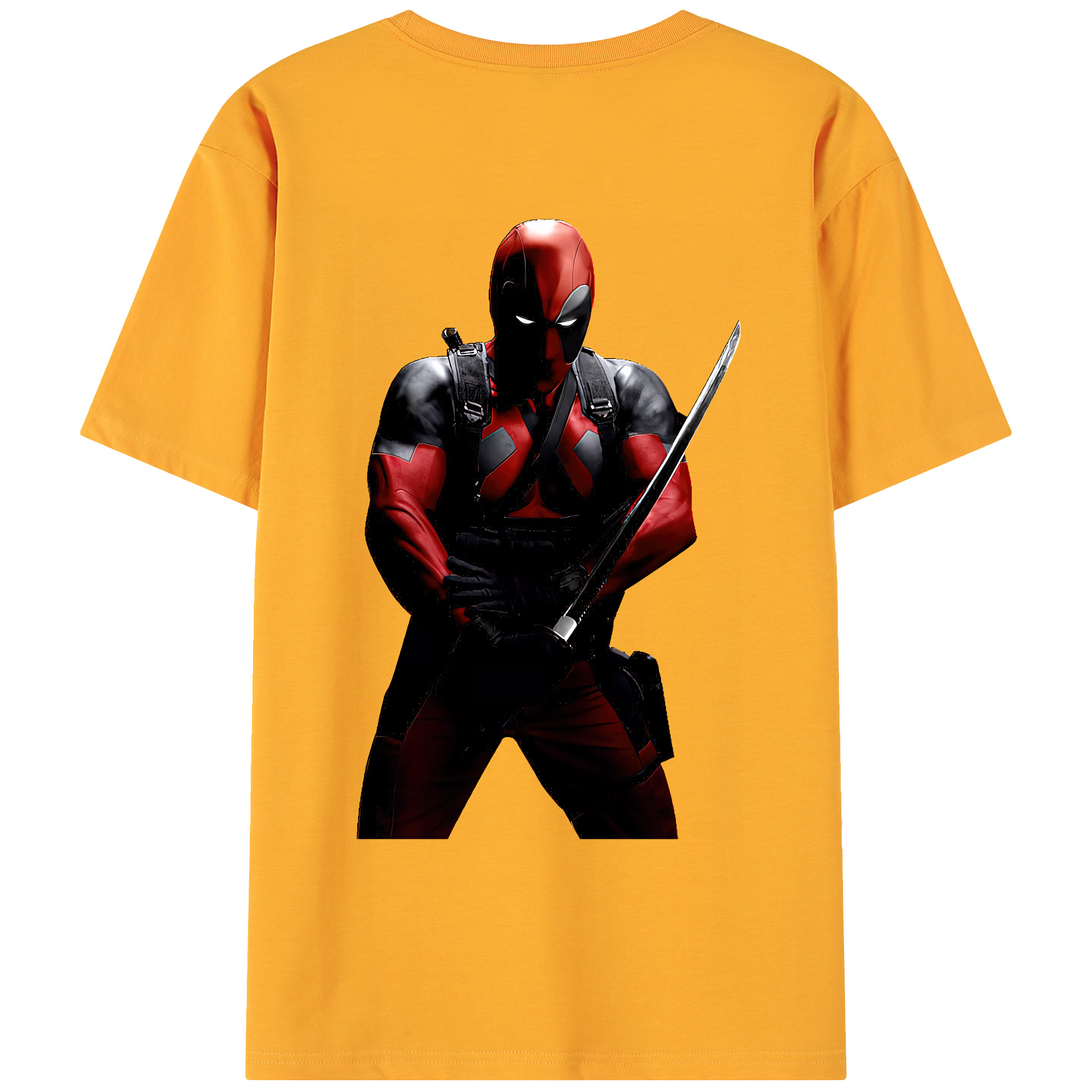 （画像用） Deadpool デッドプール 綿100％ メンズ半袖Tシャツ（バックプリント） 通気性