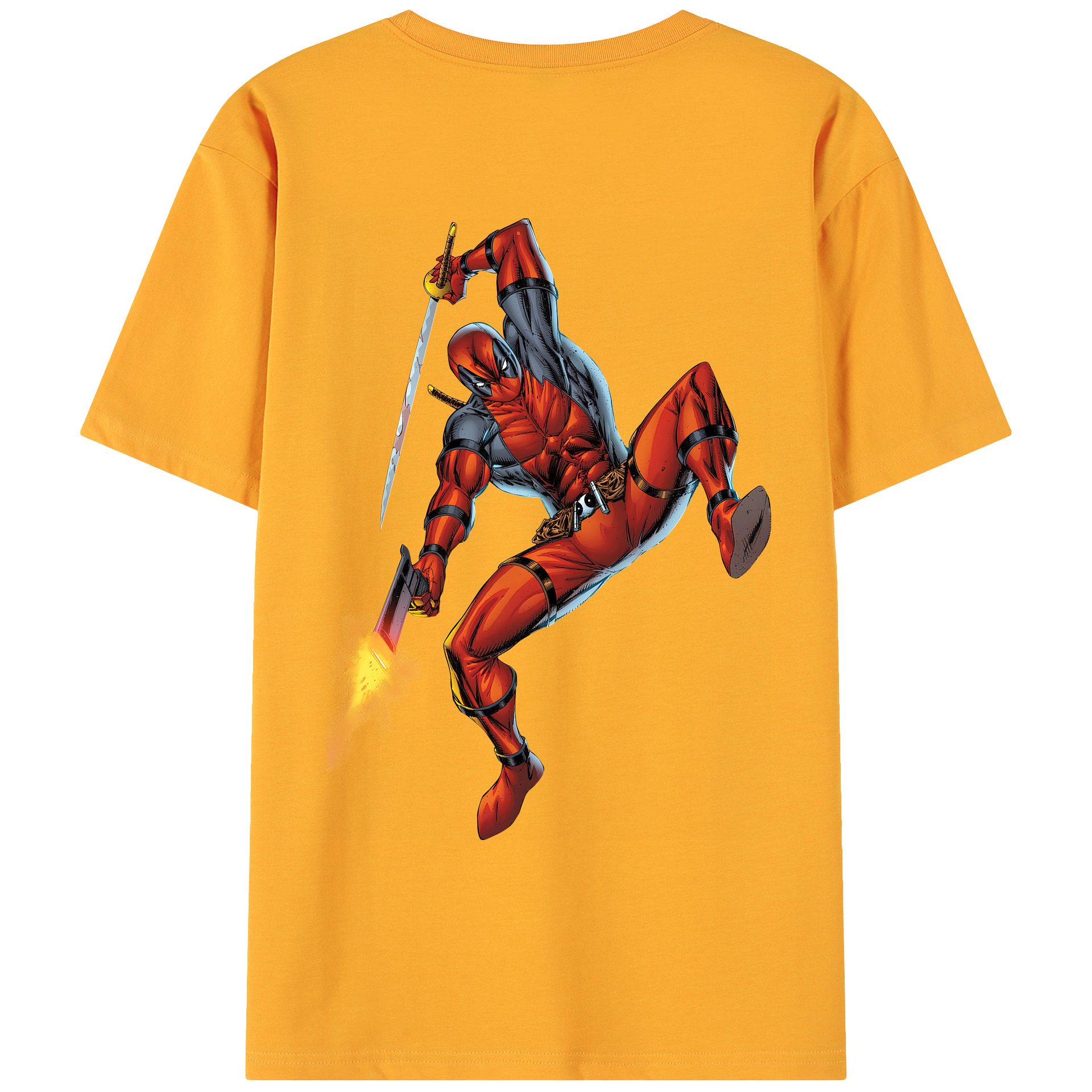 （画像用） Deadpool デッドプール 綿100％ メンズ半袖Tシャツ（バックプリント） 通気性