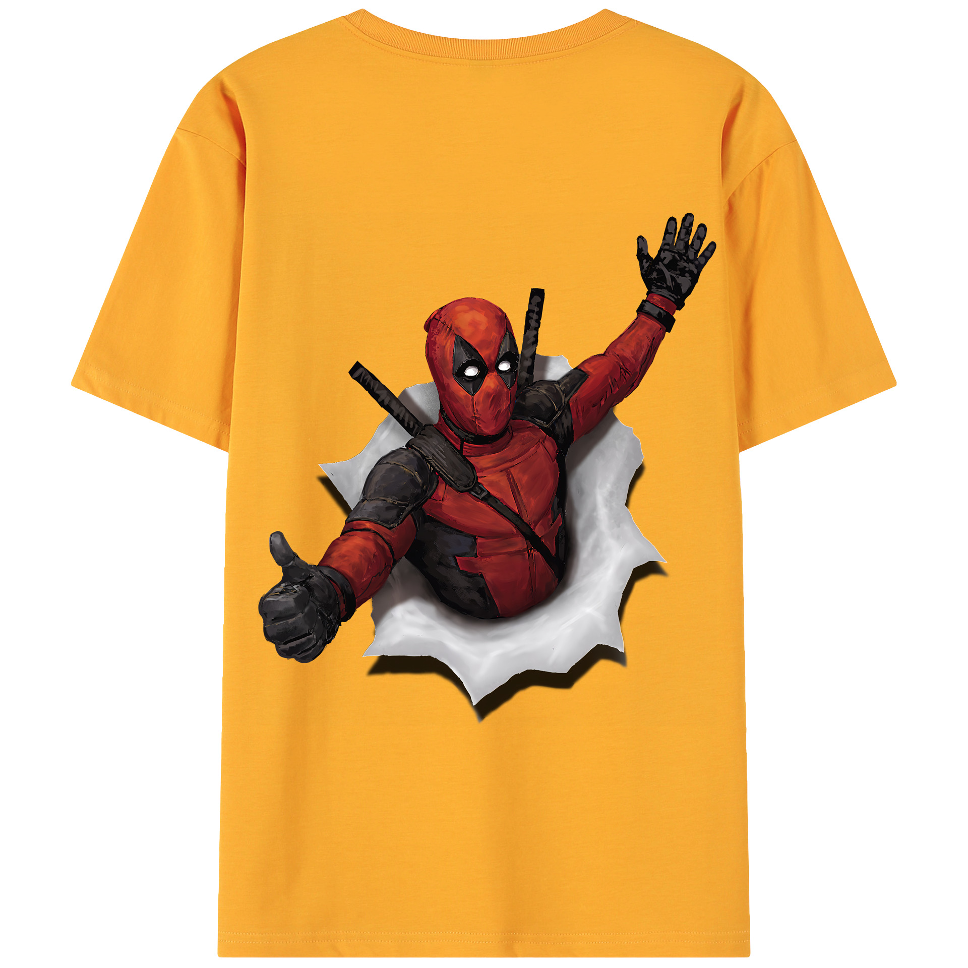 （画像用） Deadpool デッドプール 綿100％ メンズ半袖Tシャツ（バックプリント） 通気性