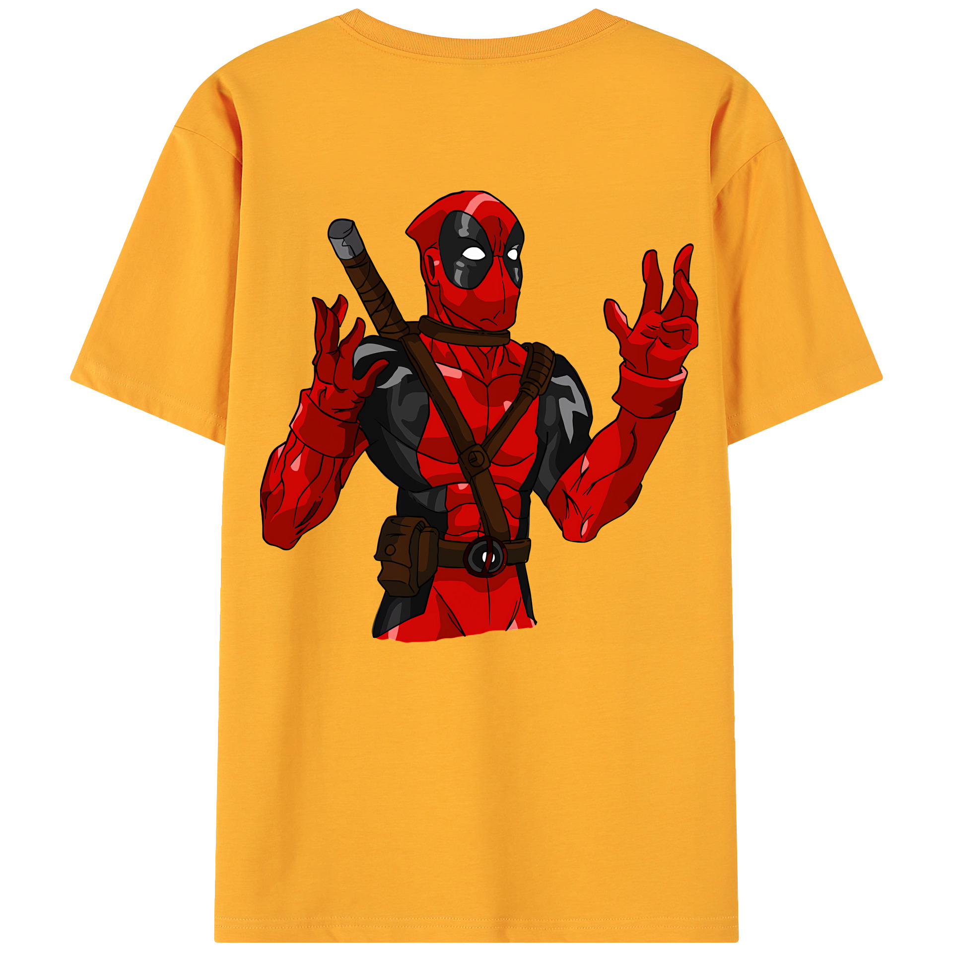 （画像用） Deadpool デッドプール 綿100％ メンズ半袖Tシャツ（バックプリント） 通気性