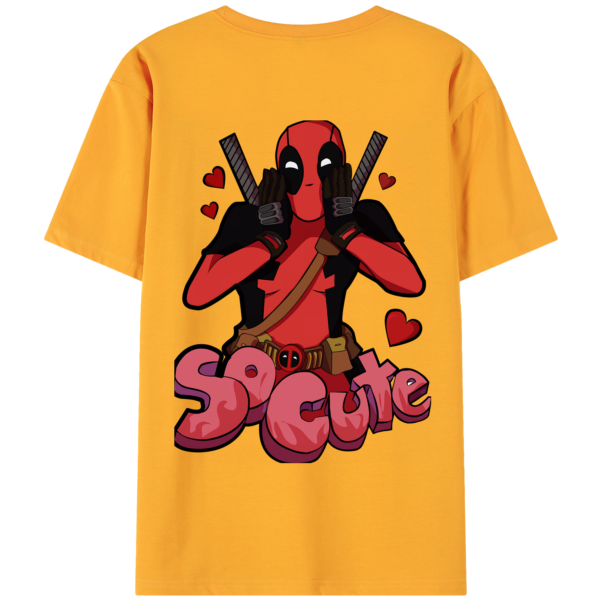 （画像用） Deadpool デッドプール 綿100％ メンズ半袖Tシャツ（バックプリント） 通気性
