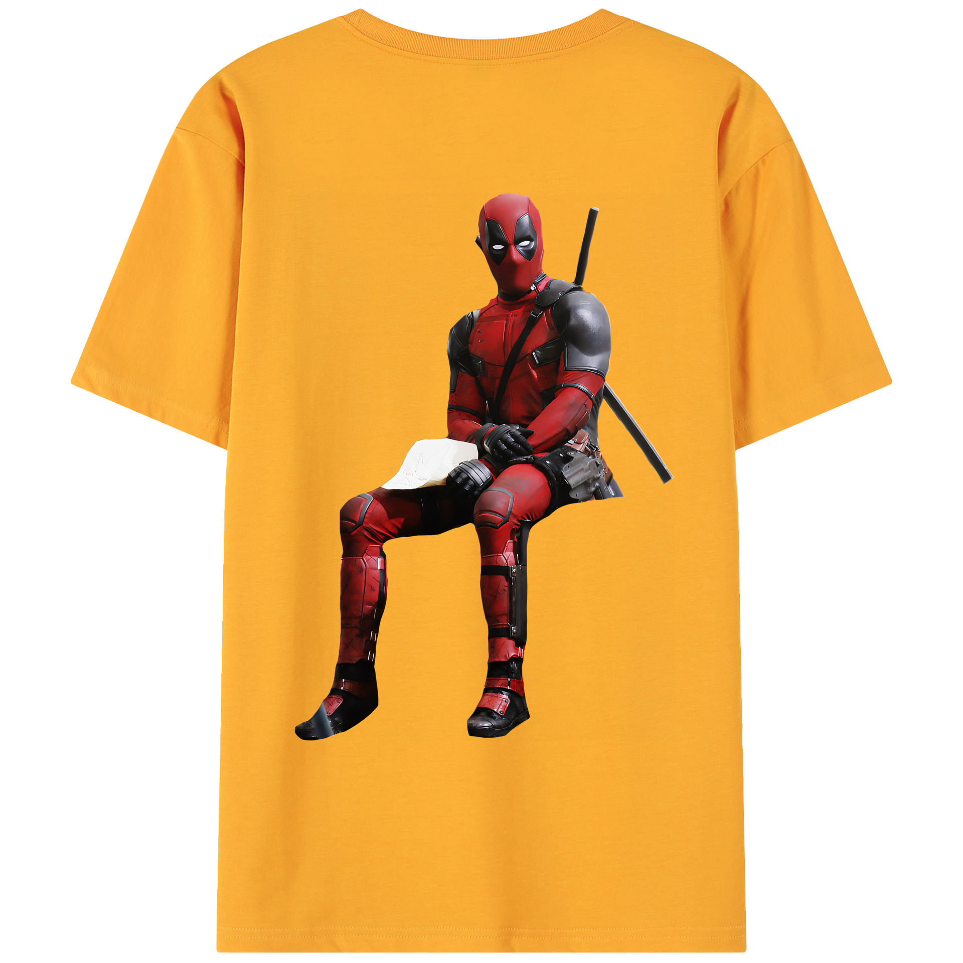 （画像用） Deadpool デッドプール 綿100％ メンズ半袖Tシャツ（バックプリント） 通気性