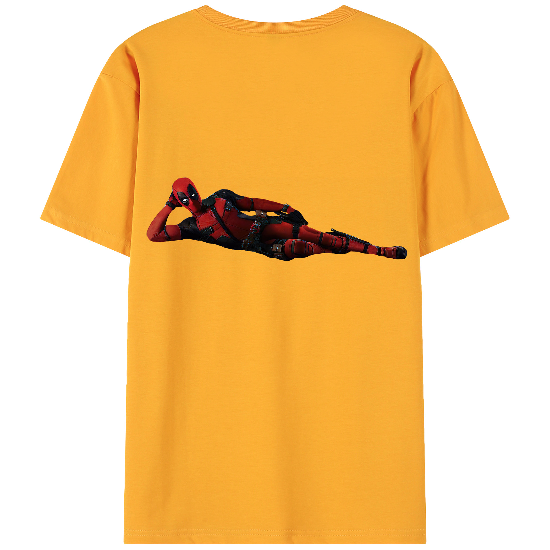 （画像用） Deadpool デッドプール 綿100％ メンズ半袖Tシャツ（バックプリント） 通気性