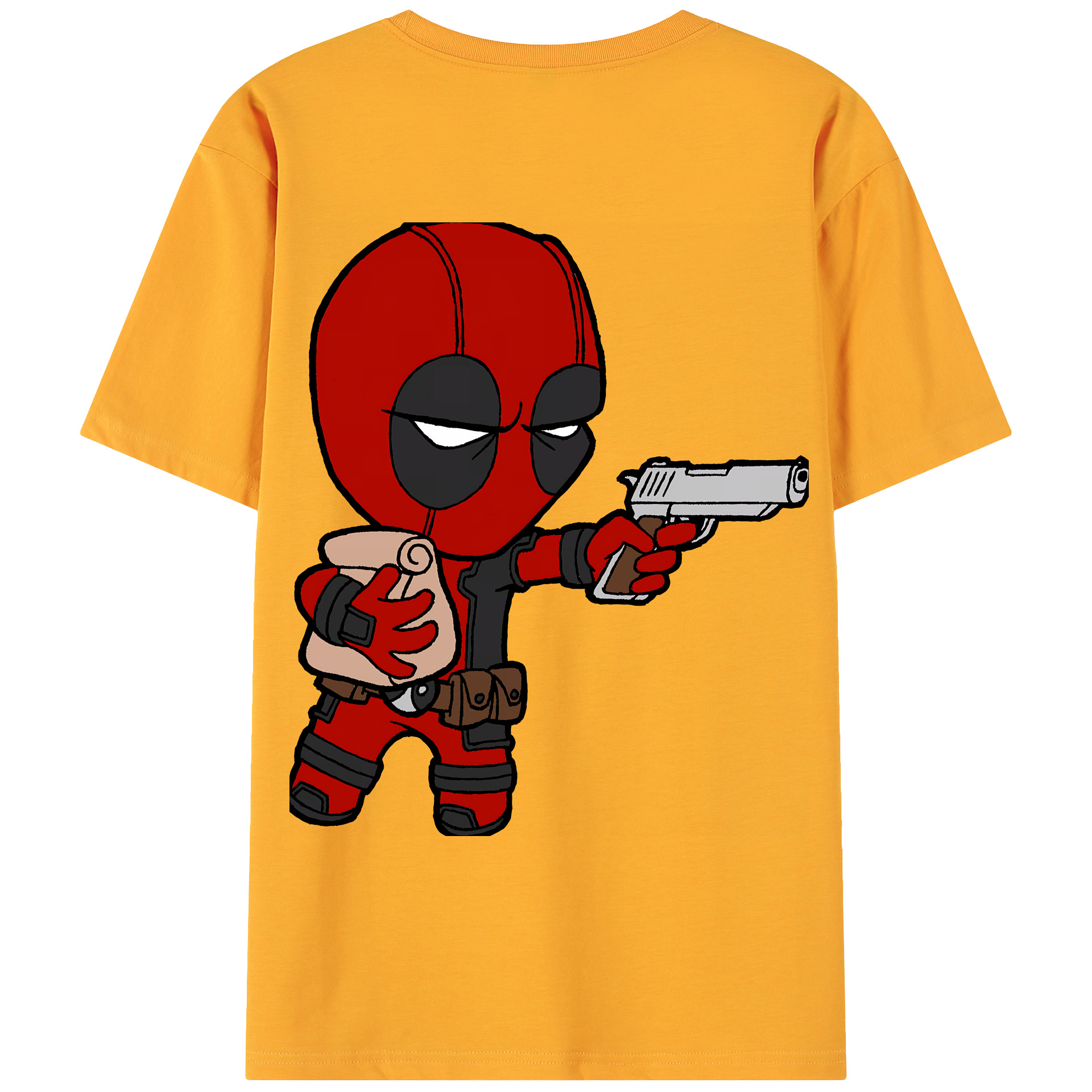 （画像用） Deadpool デッドプール 綿100％ メンズ半袖Tシャツ（バックプリント） 通気性