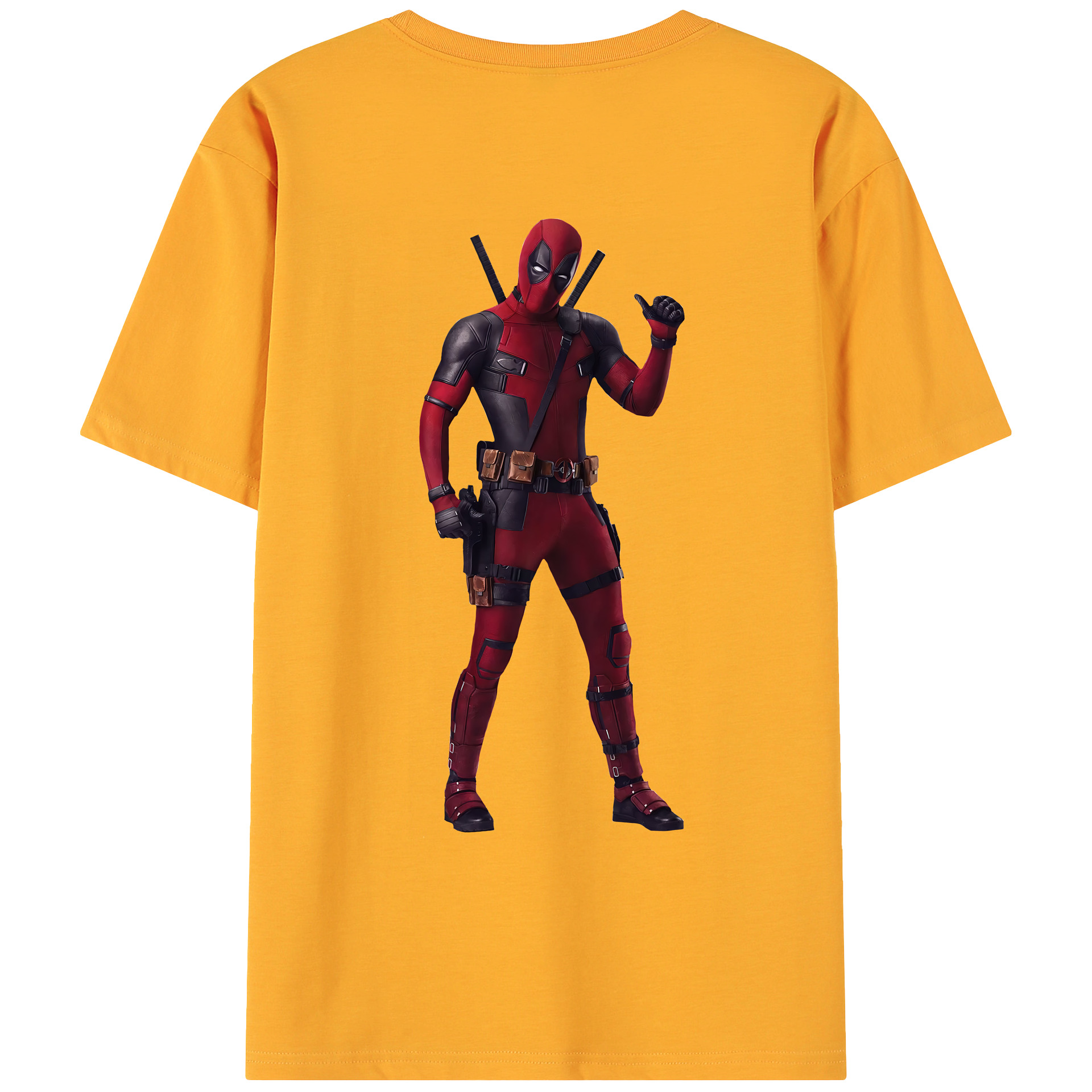 （画像用） Deadpool デッドプール 綿100％ メンズ半袖Tシャツ（バックプリント） 通気性