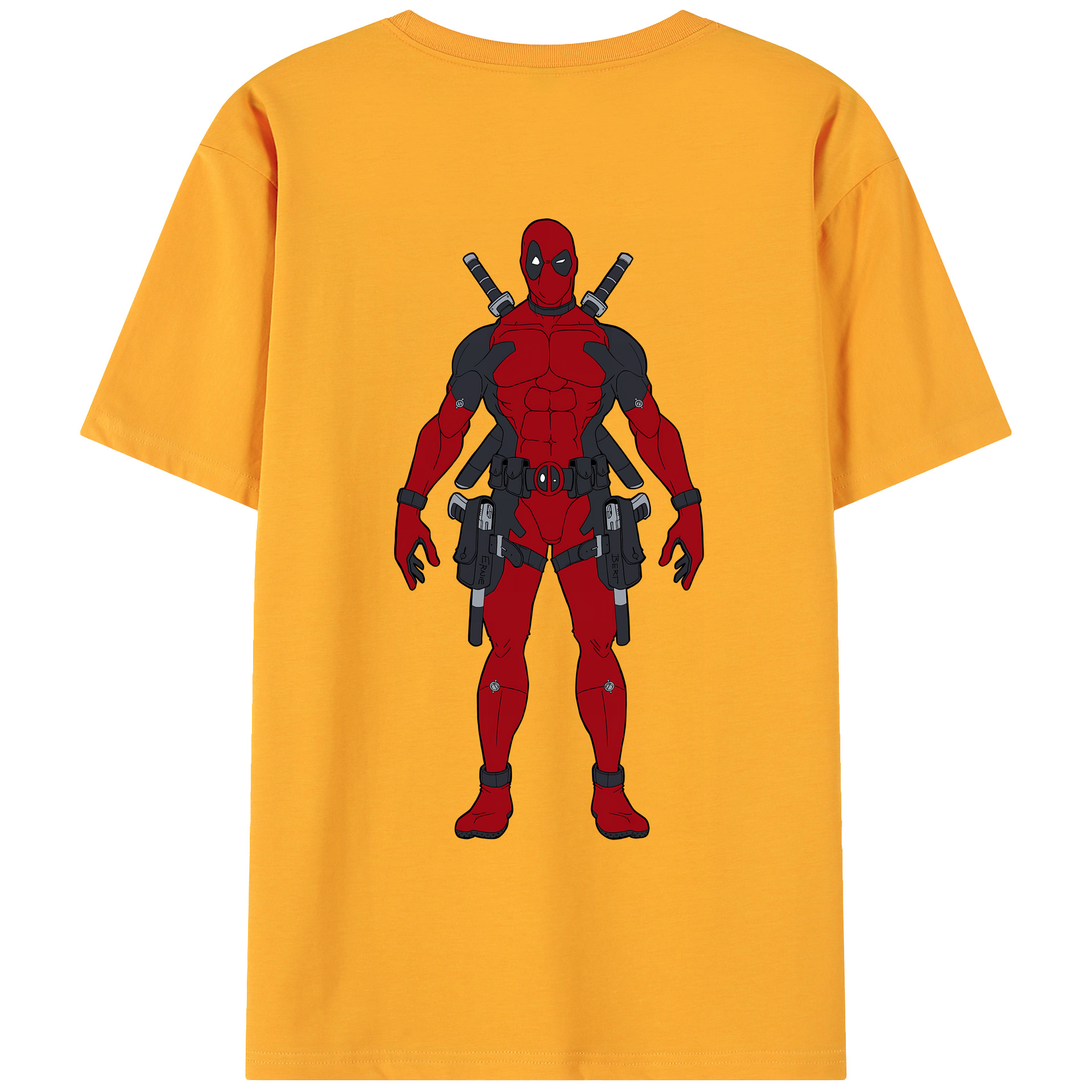 （画像用） Deadpool デッドプール 綿100％ メンズ半袖Tシャツ（バックプリント） 通気性