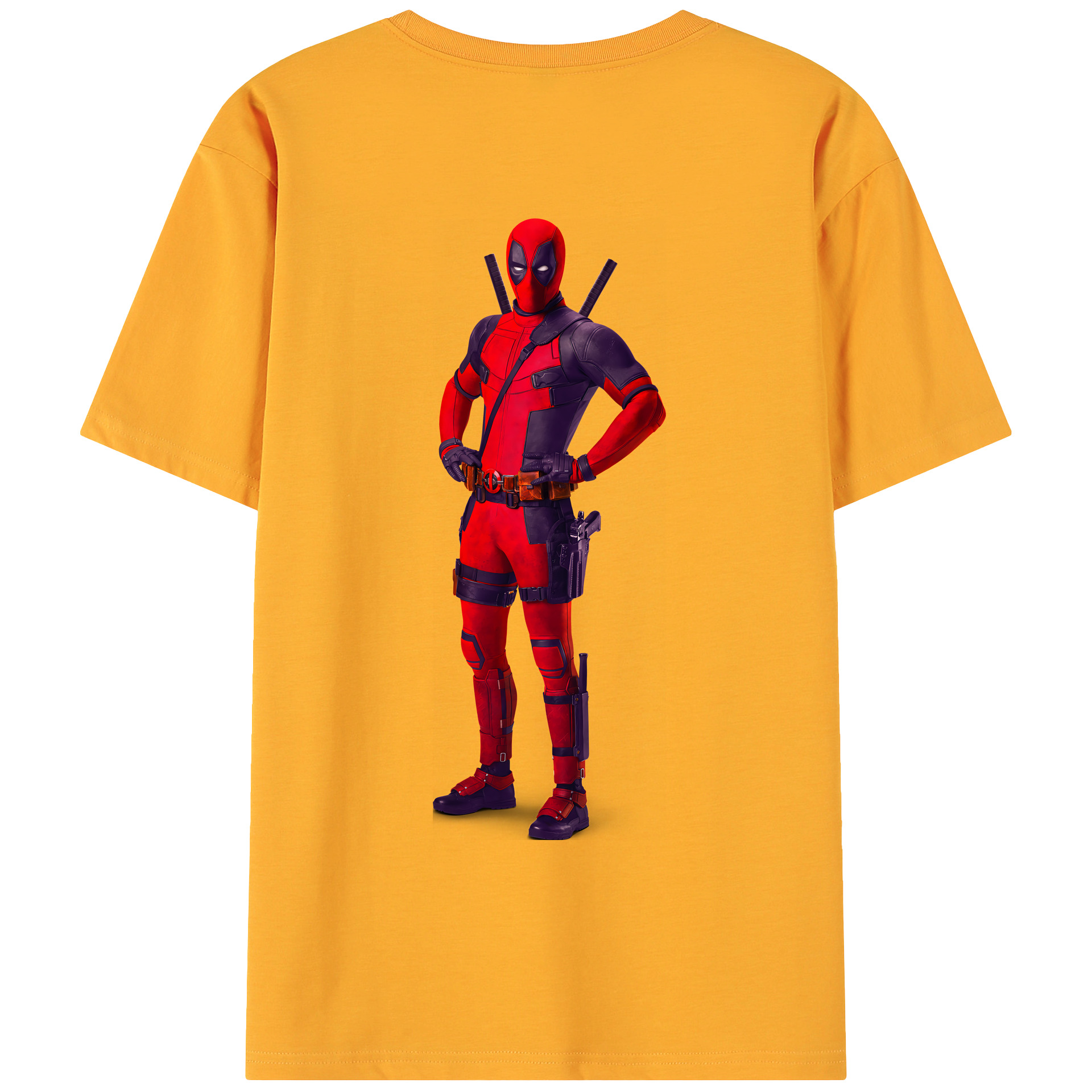 （画像用） Deadpool デッドプール 綿100％ メンズ半袖Tシャツ（バックプリント） 通気性
