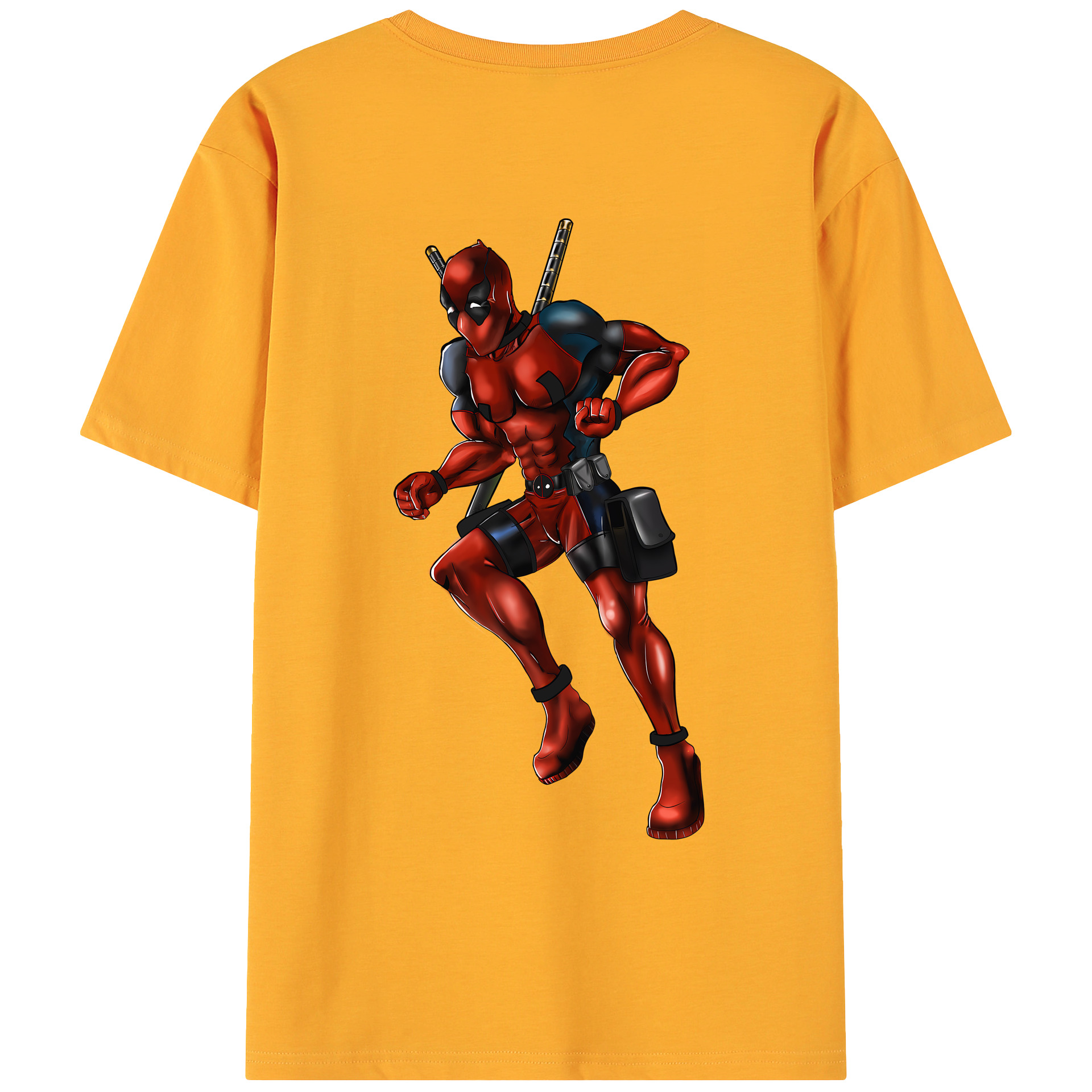（画像用） Deadpool デッドプール 綿100％ メンズ半袖Tシャツ（バックプリント） 通気性