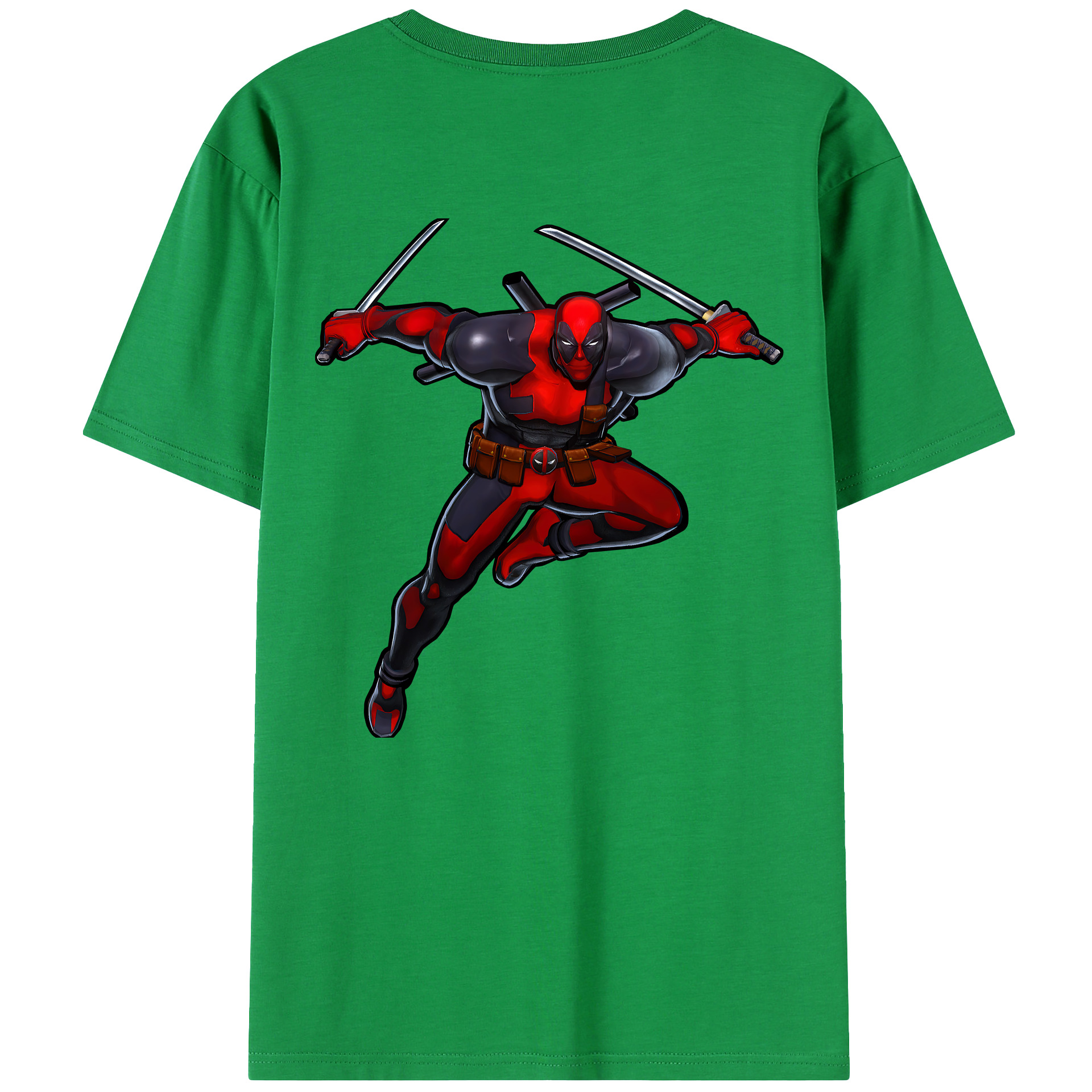（画像用） Deadpool デッドプール 綿100％ メンズ半袖Tシャツ（バックプリント） 通気性