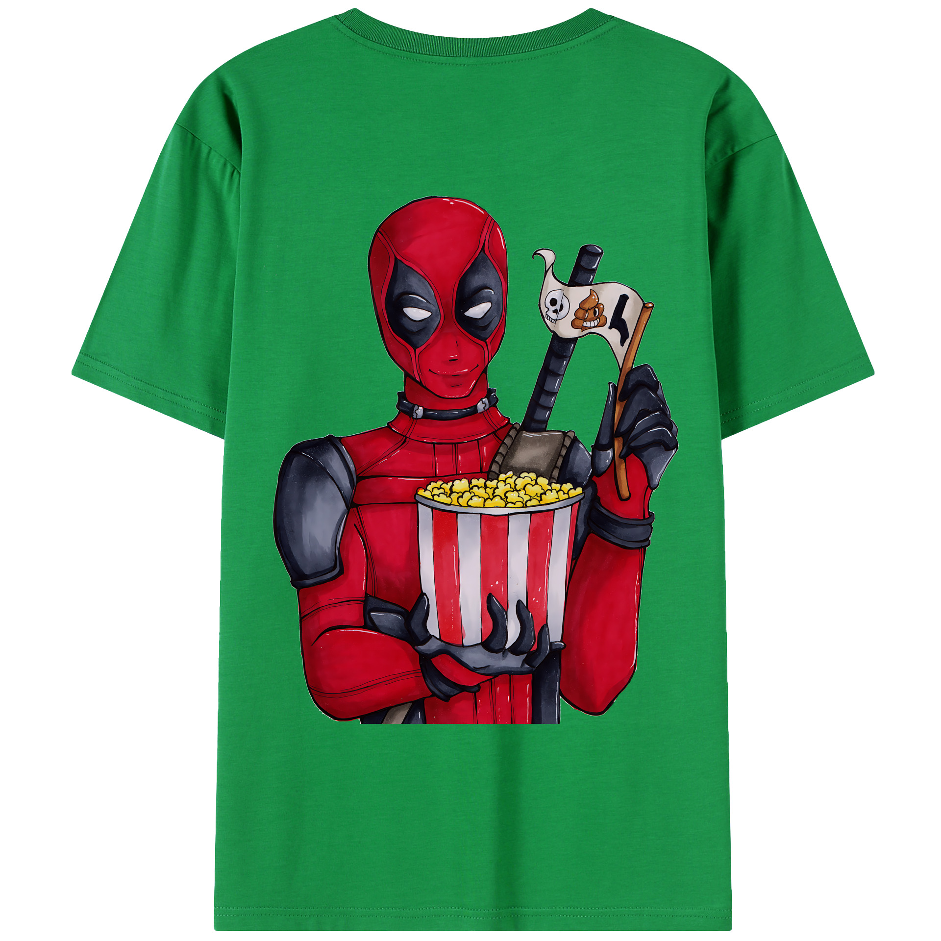 （画像用） Deadpool デッドプール 綿100％ メンズ半袖Tシャツ（バックプリント） 通気性