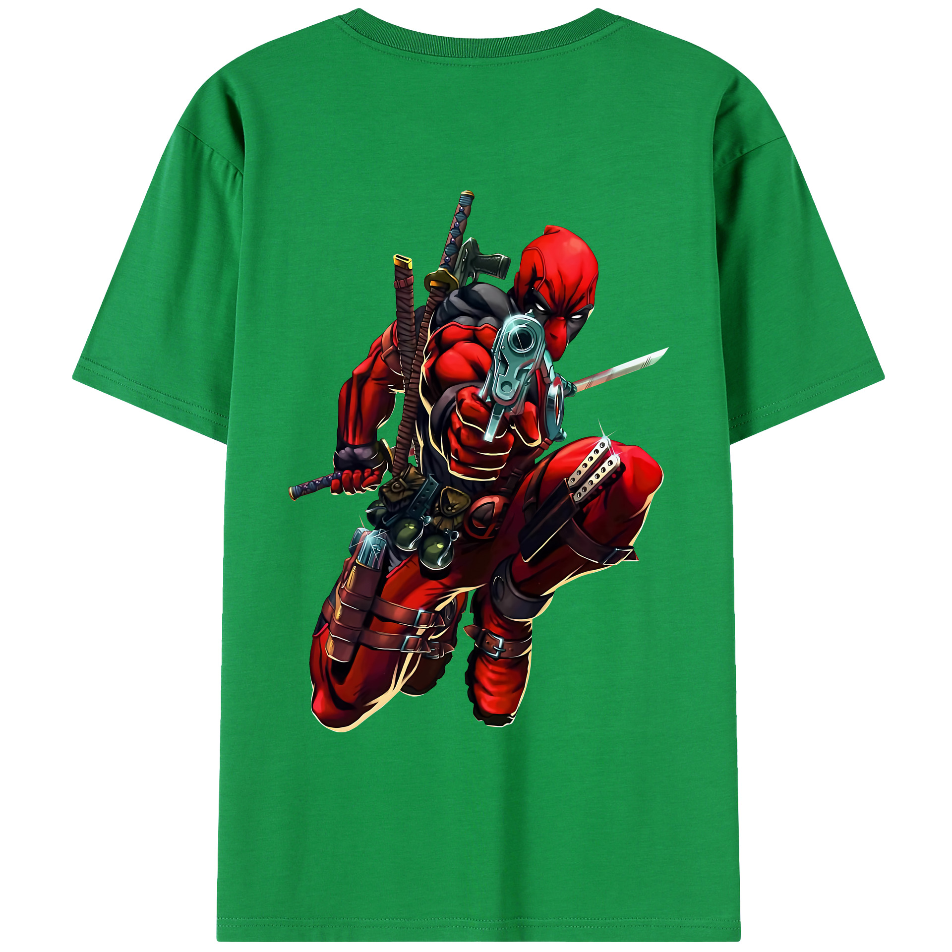 （画像用） Deadpool デッドプール 綿100％ メンズ半袖Tシャツ（バックプリント） 通気性
